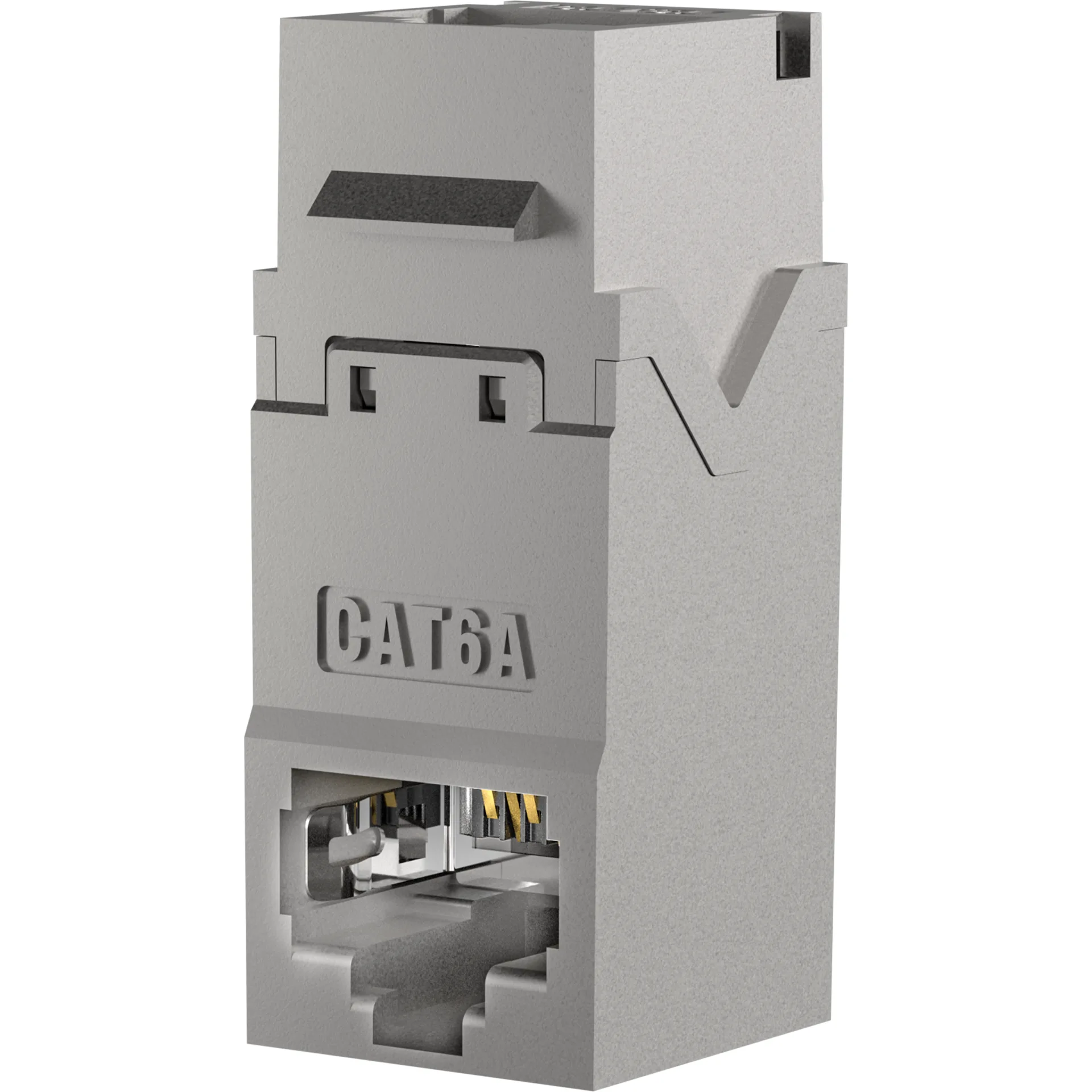 Keystone Einbauadapter RJ45 STP, Cat.6A, 90° Anschluß, Zinkdruckguß T=40mm – Ansicht 2