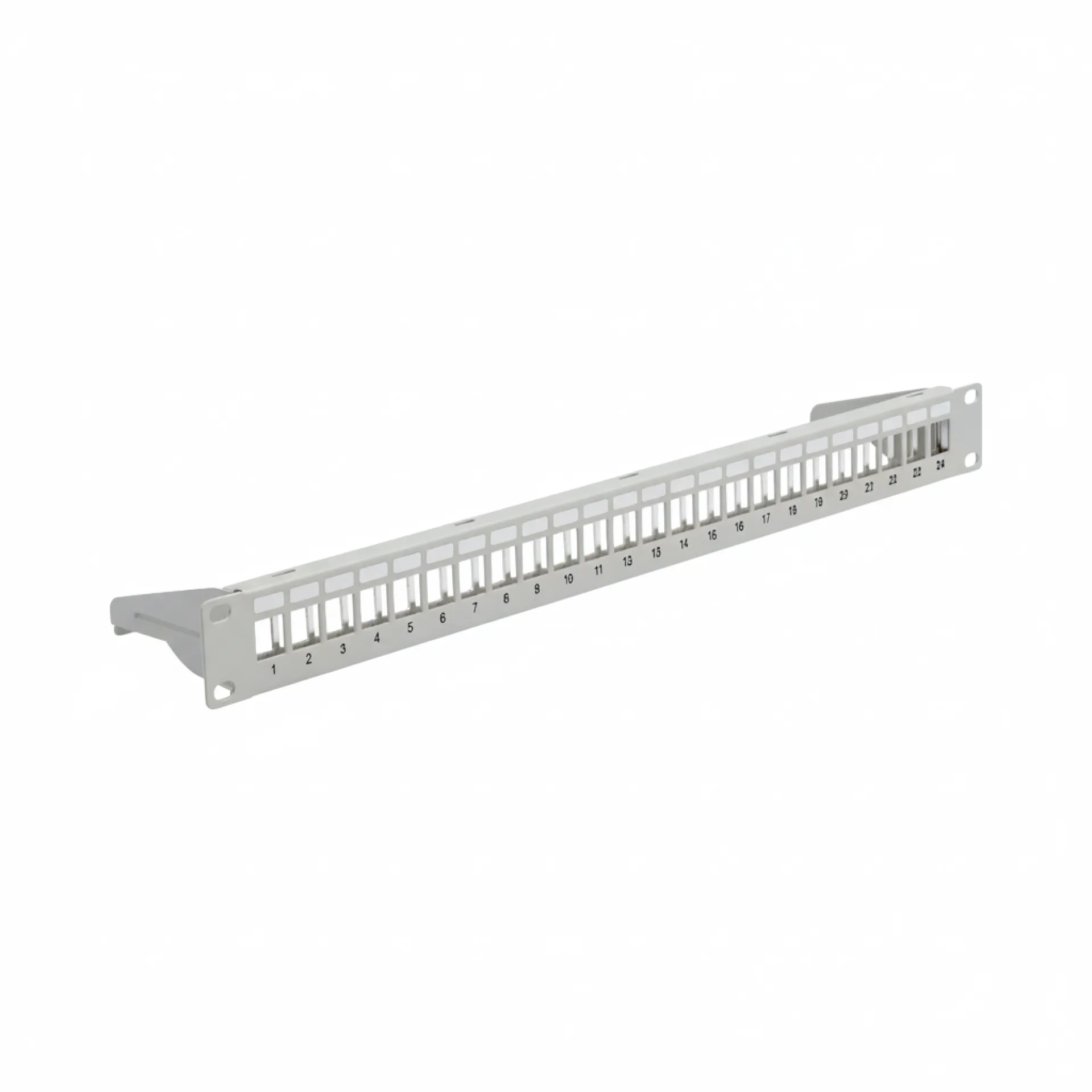 Verteilerfeld 19" 1HE, 24-Port, Metall, klappbar, grau RAL7035