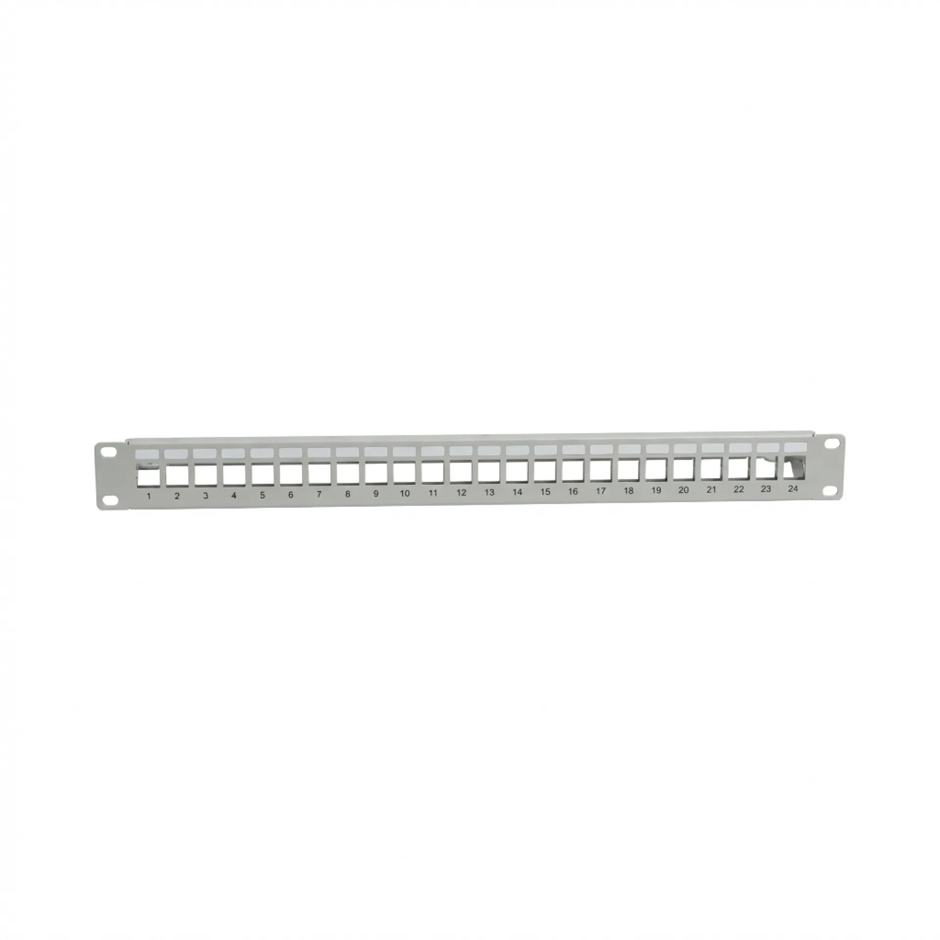 Verteilerfeld 19" 1HE, 24-Port, Metall, klappbar, grau RAL7035 – Ansicht 2