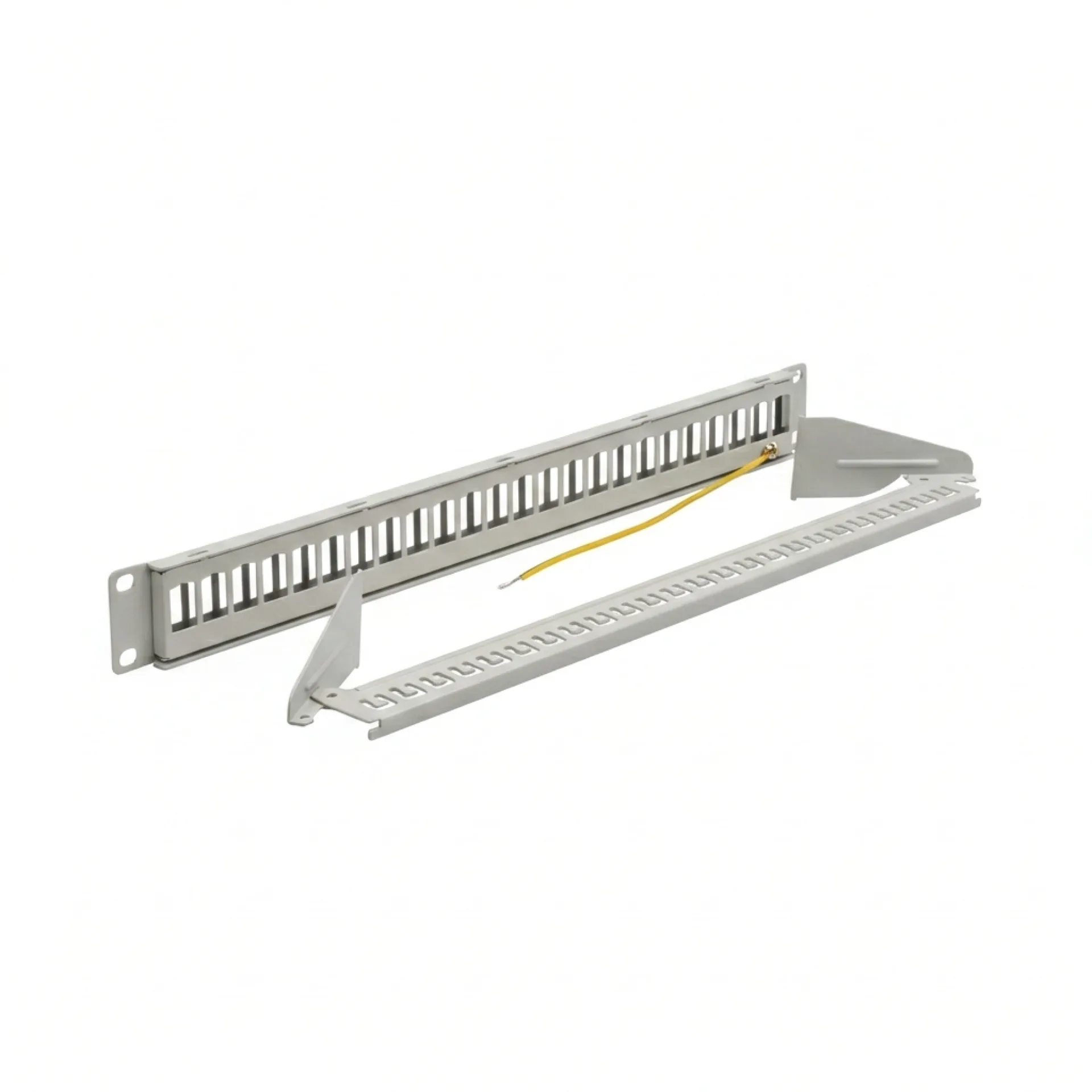 Verteilerfeld 19" 1HE, 24-Port, Metall, klappbar, grau RAL7035 – Ansicht 4