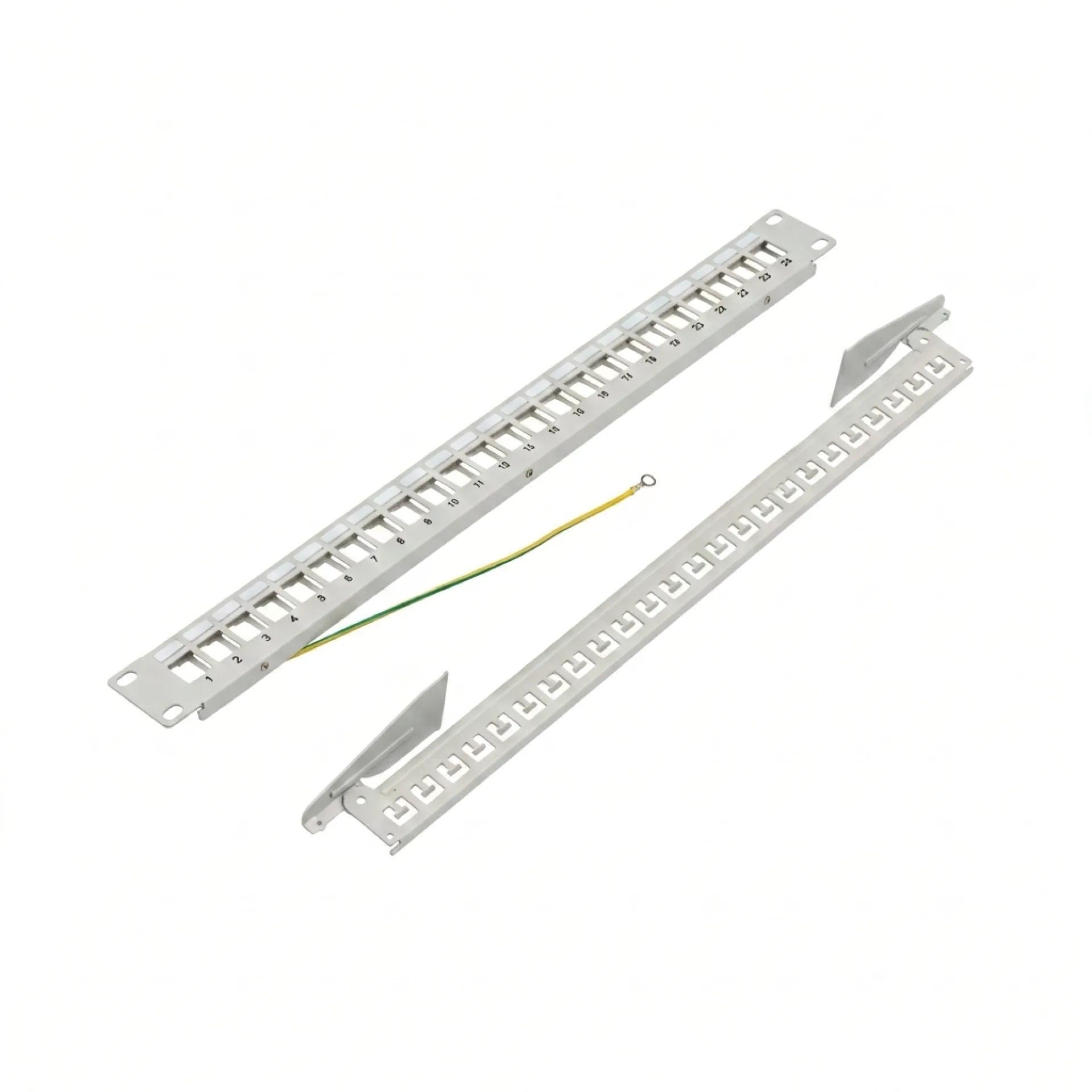Verteilerfeld 19" 1HE, 24-Port, Metall, klappbar, grau RAL7035 – Ansicht 5