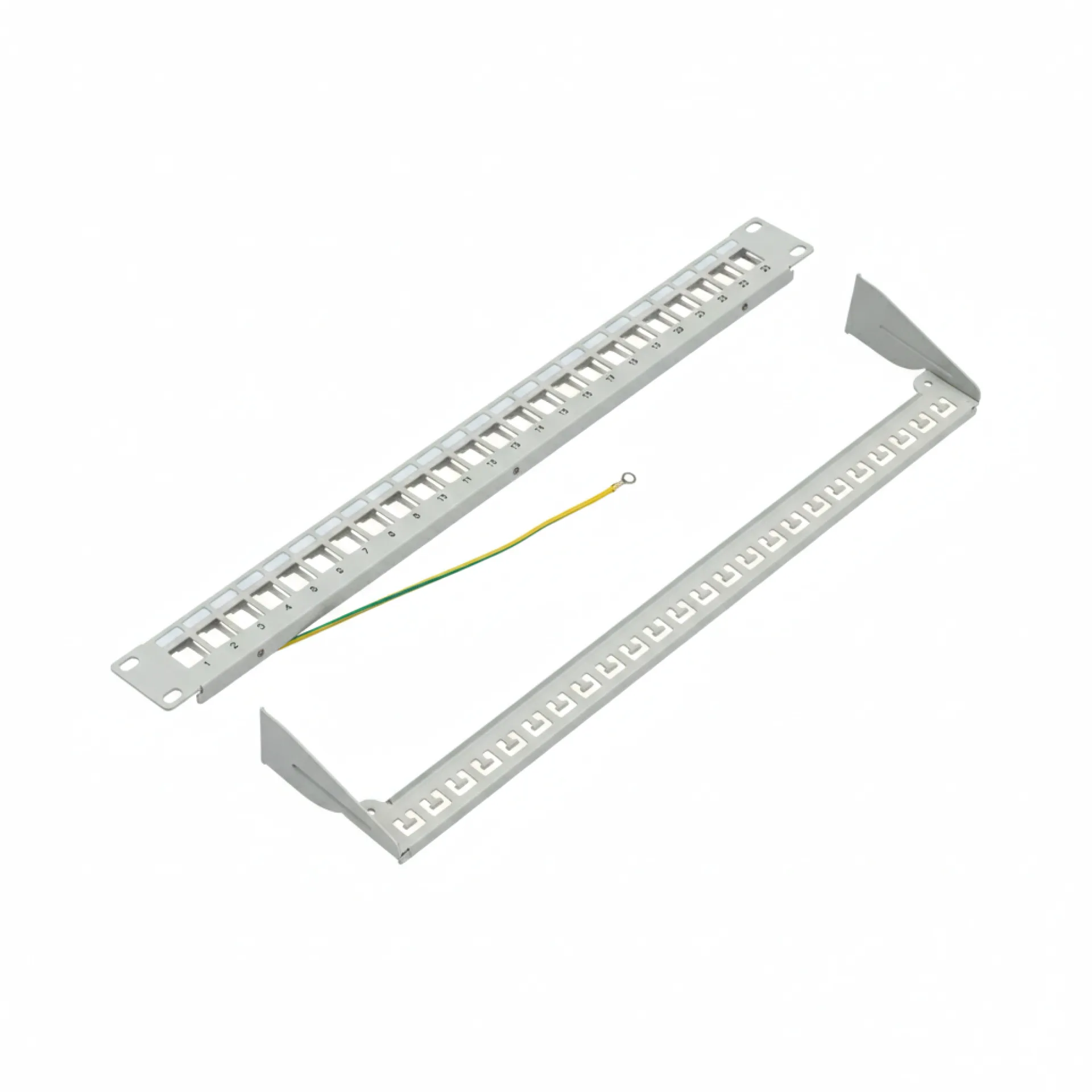 Verteilerfeld 19" 1HE, 24-Port, Metall, klappbar, grau RAL7035 – Ansicht 6