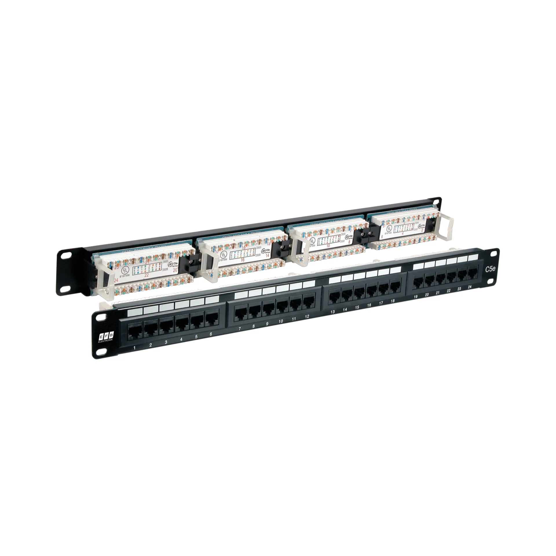 Patchpanel UTP 24xRJ45 Cat.6 19“ 1HE 180°