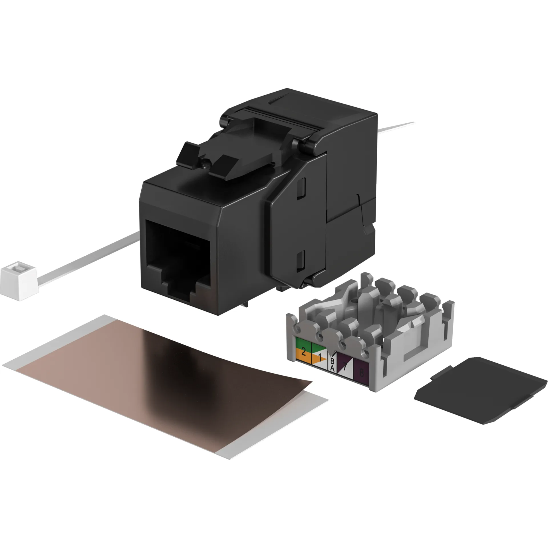 RJ45 Keystone UTP, Cat.6, 250MHz, Komponenten zertifiziert, schwarz – Ansicht 3