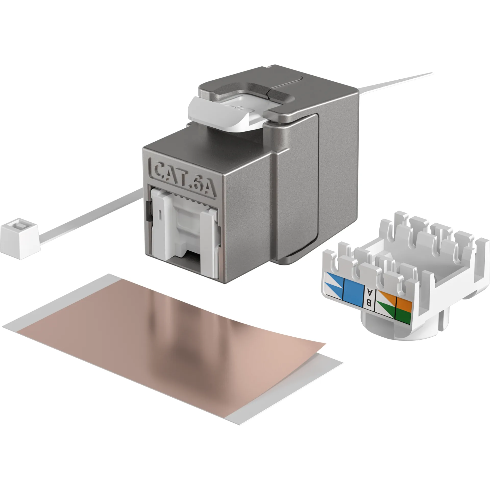 RJ45 Shortbody Keystone STP, Cat.6A 500MHz mit integriertem Shutter – Ansicht 3