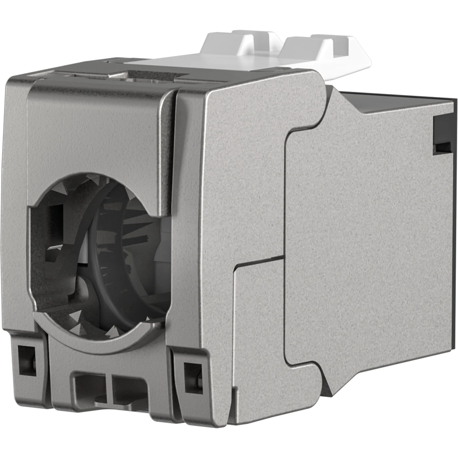 RJ45 Keystone Slimline/ Shortbody Cat.6A Komponentenzertifiziert silber – Ansicht 2