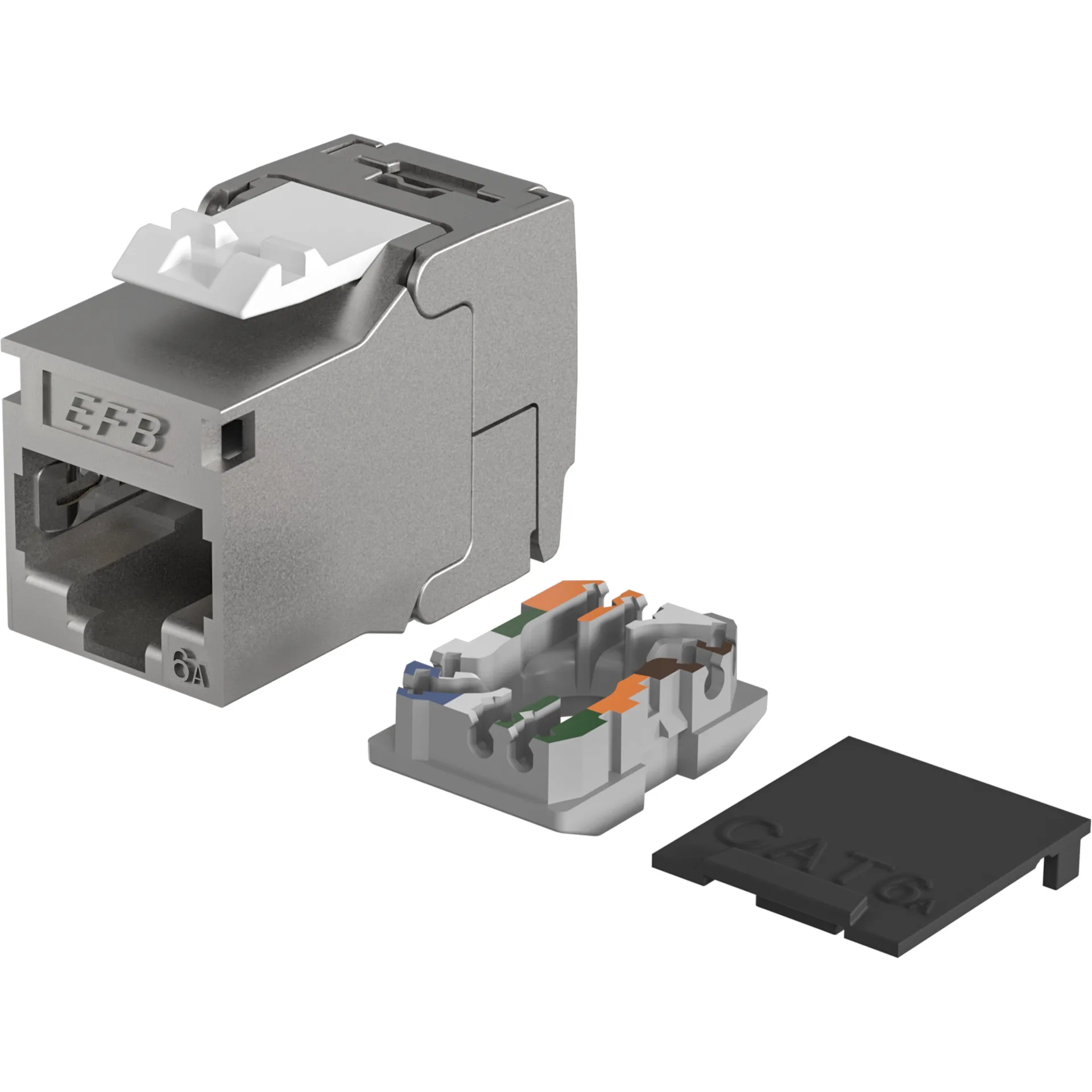 RJ45 Keystone Slimline/ Shortbody Cat.6A Komponentenzertifiziert silber – Ansicht 3