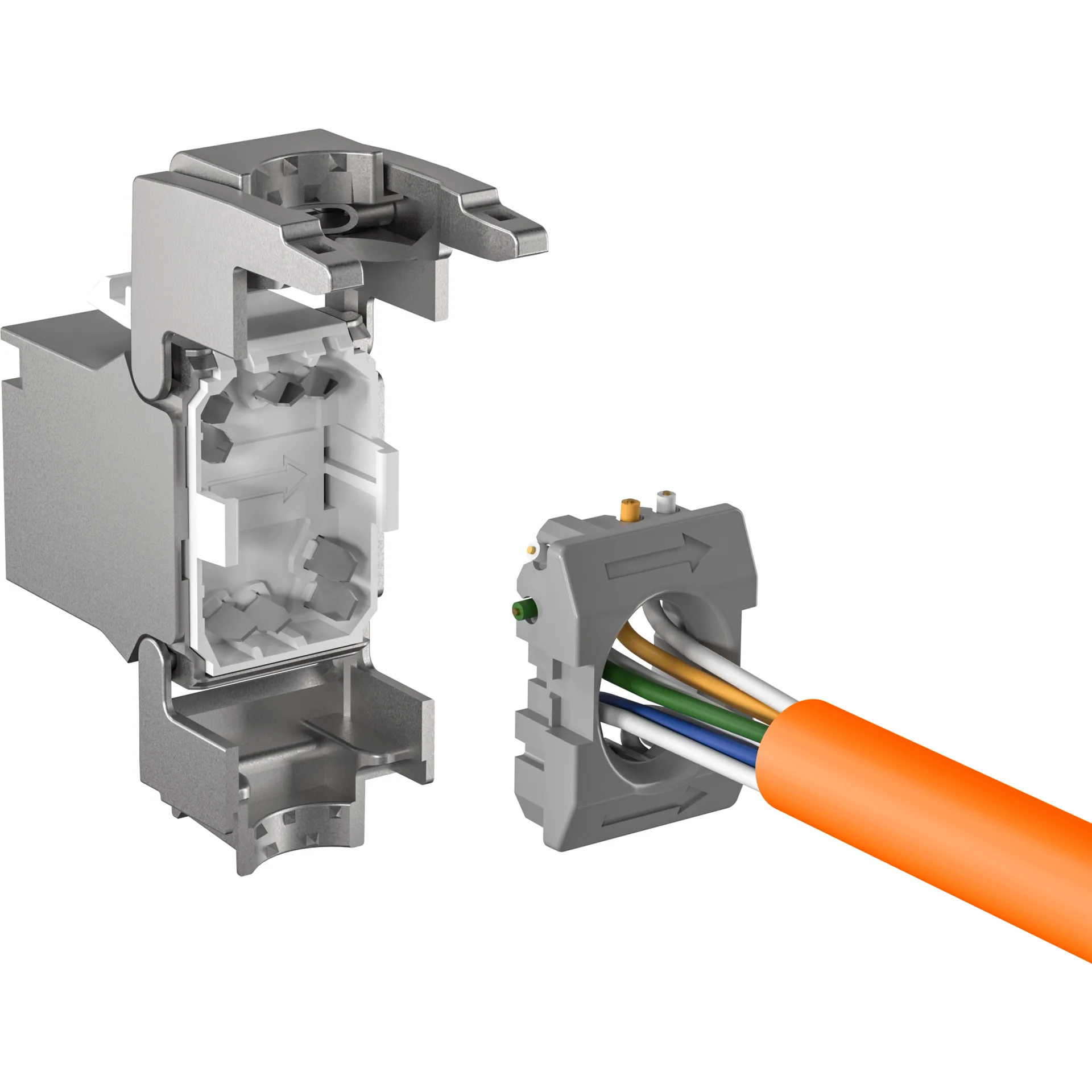 RJ45 Keystone Slimline/ Shortbody Cat.6A Komponentenzertifiziert silber – Ansicht 4