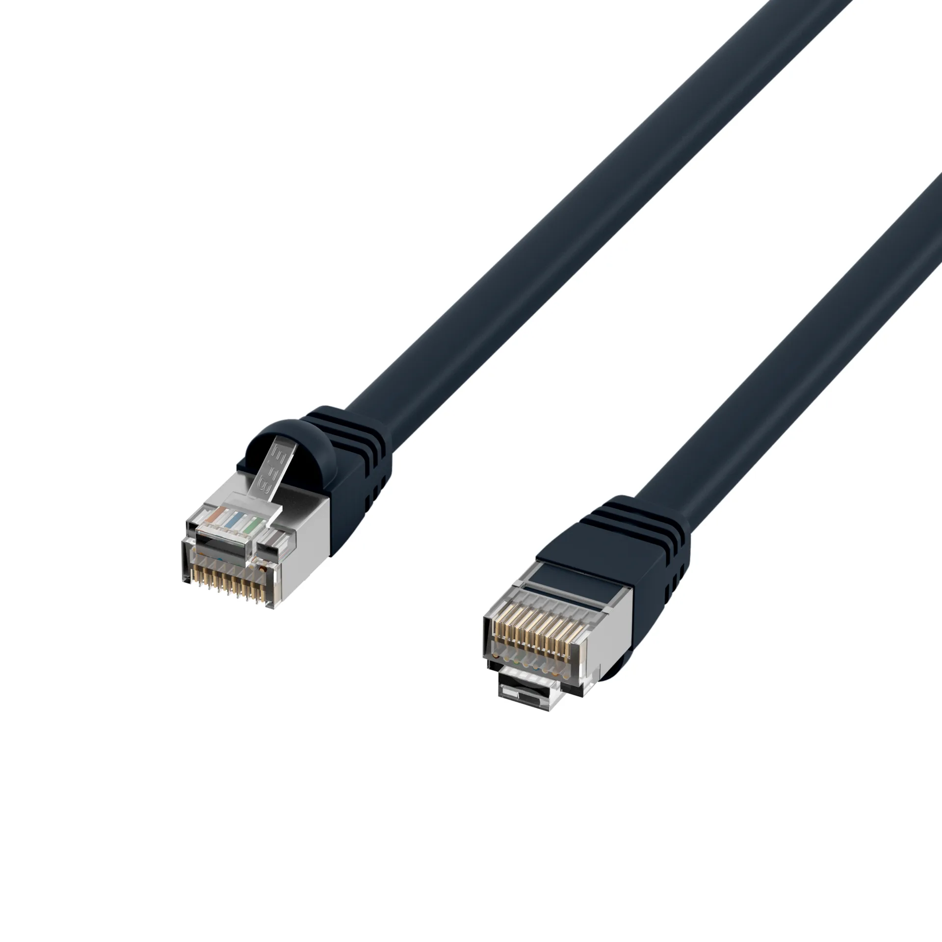 RJ45 Patchkabel S/FTP, Cat.6, PVC, kurze Tülle, UL, 6m, schwarz – Ansicht 3
