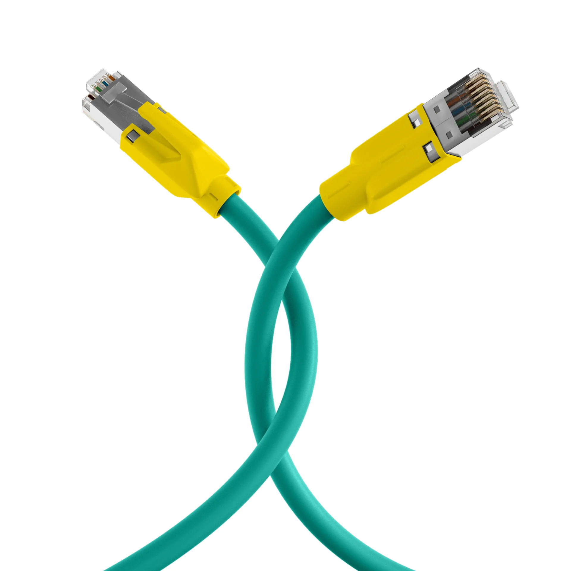 RJ45 Patchkabel Cat.5e SF/UTP PUR TM21 Tülle gelb schleppfähig grün 5m – Ansicht 4