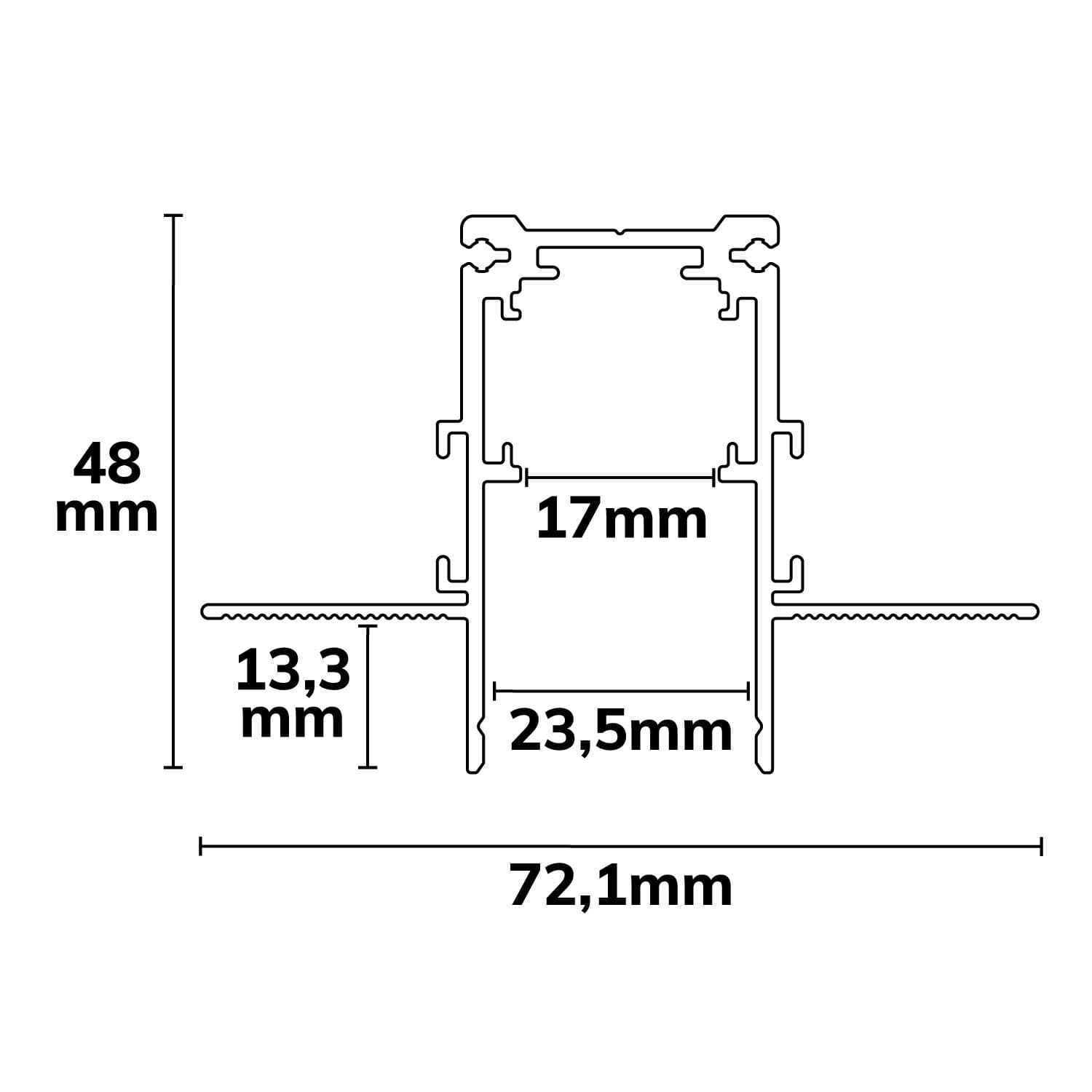 Track48 Trockenbauschiene, schwarz, 200cm, 4-polig, inkl. Endkappen und Schutzcover