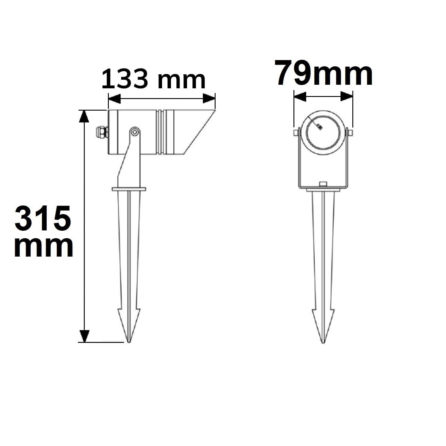 LED Gartenstrahler, rund, Aluminium, schwarz, 12-24V, IP65, 6W, 30°, warmweiß, inkl. Erdspieß