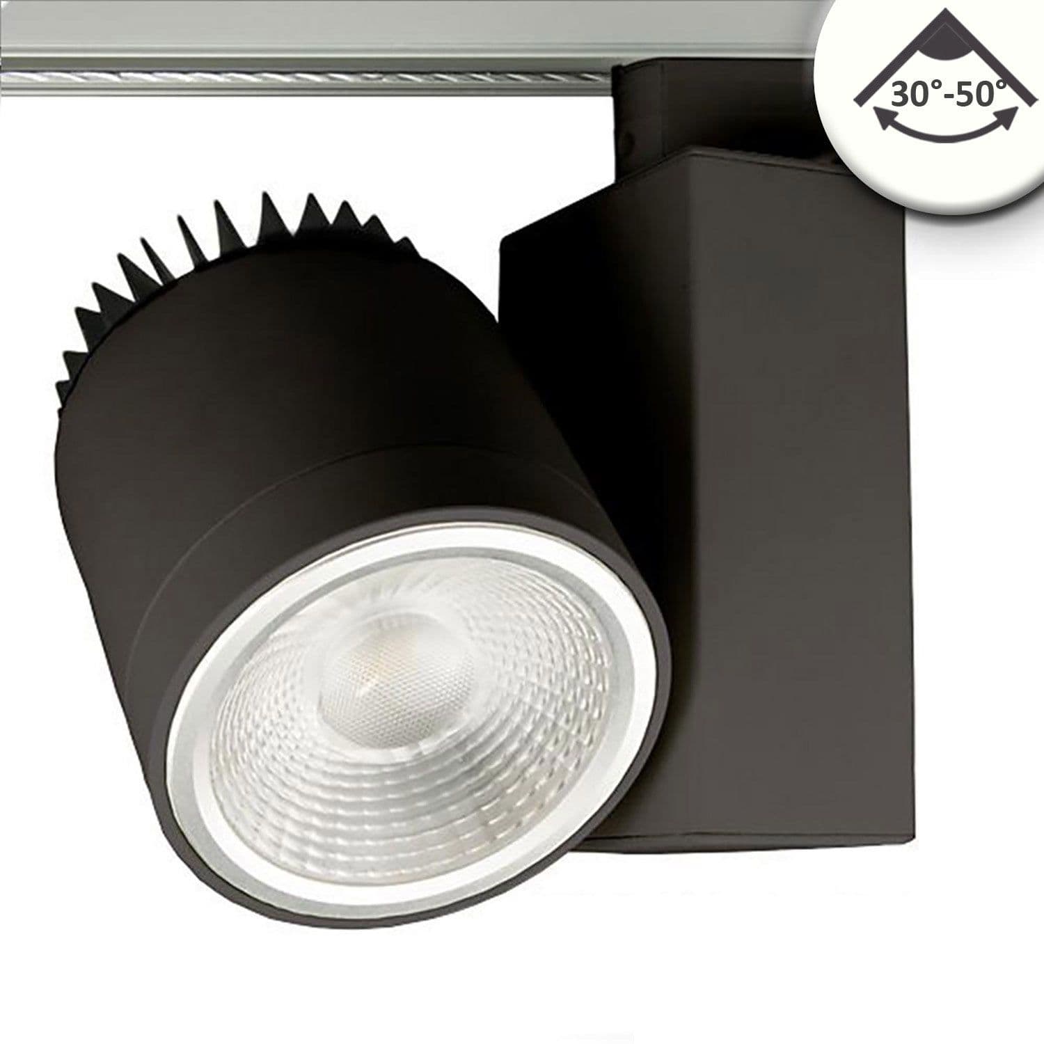 3-Phasen Schienenstrahler fokussierbar, 35W, 30°-50°, schwarz matt, 4000K, CRI92