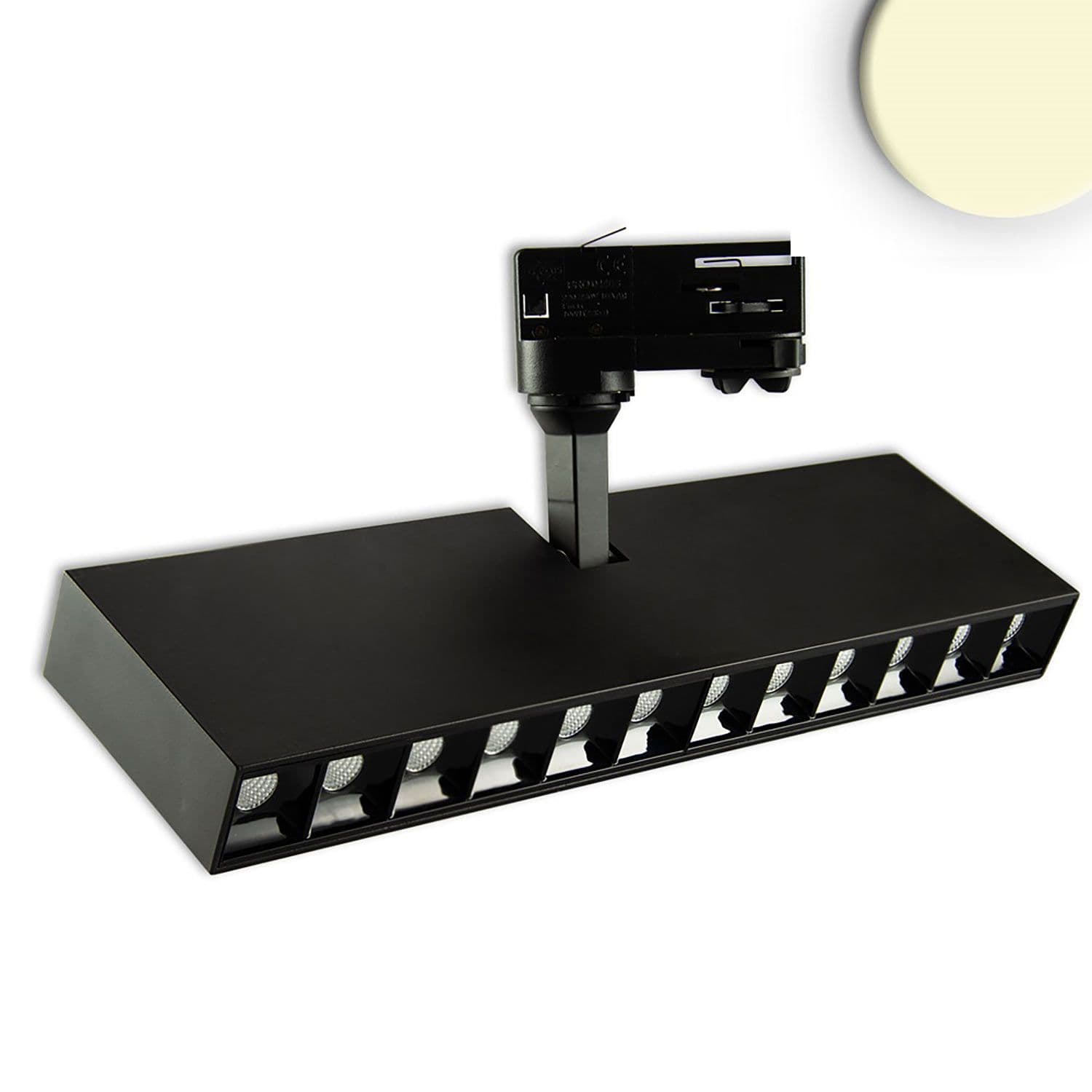 3-Phasen Raster-Schienenstrahler, 35W, 45°, schwarz matt, 3000K
