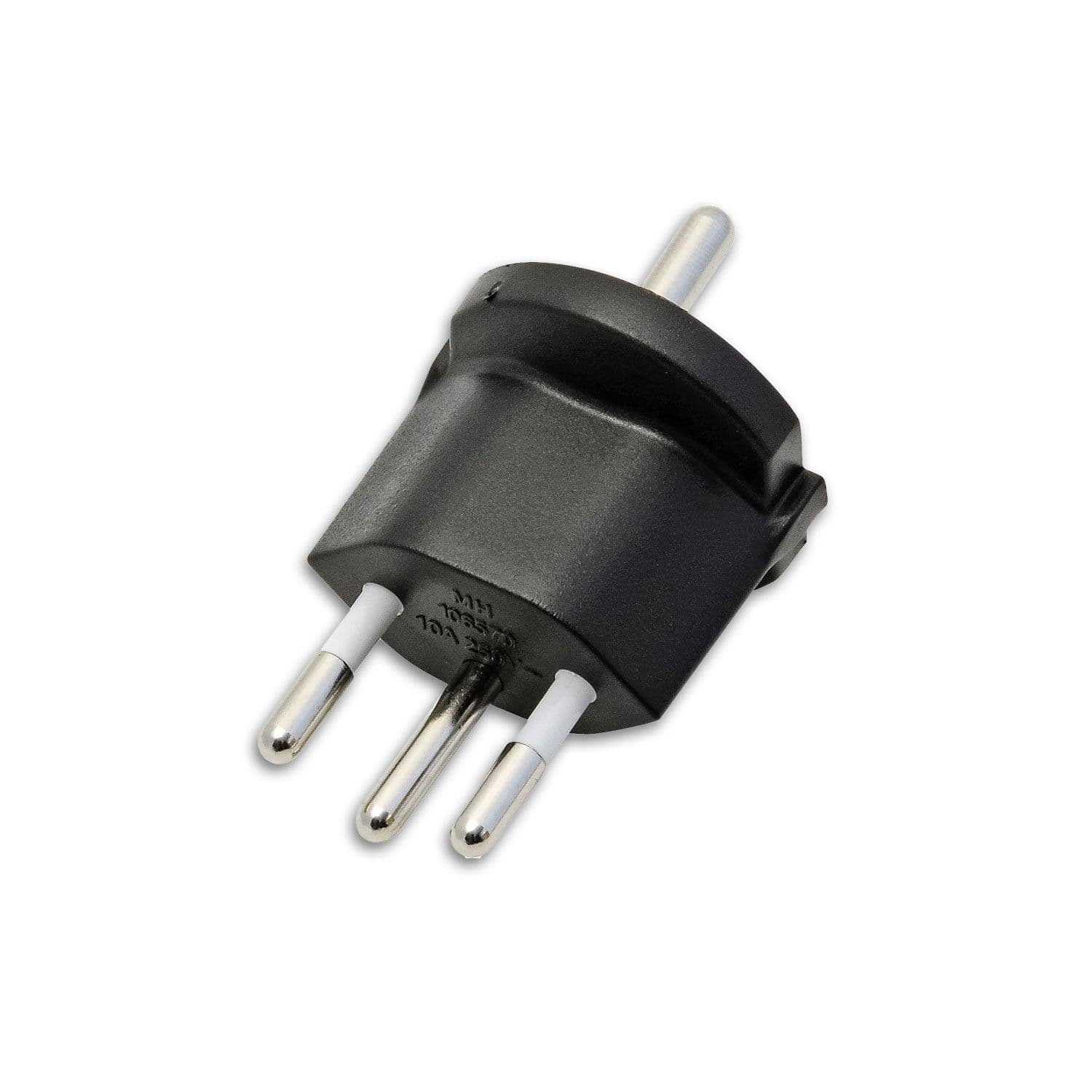 Fixadapter CH Typ 12 auf Schuko CEE 7/7, schwarz, nicht demontierbar, 10A