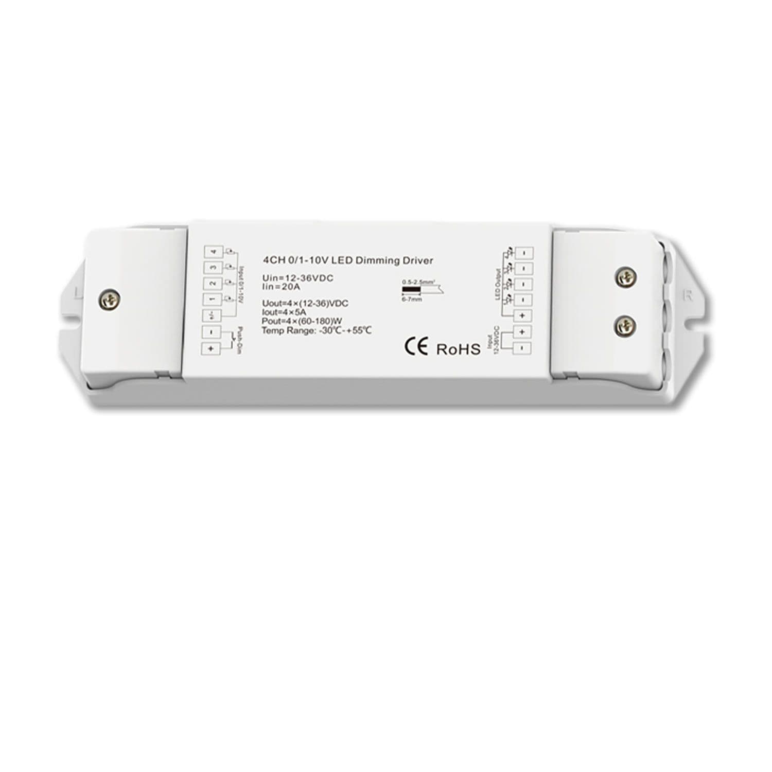 1xPush / 4x1-10V Input zu 4 Kanal PWM Output, 12-48V DC 4x5A