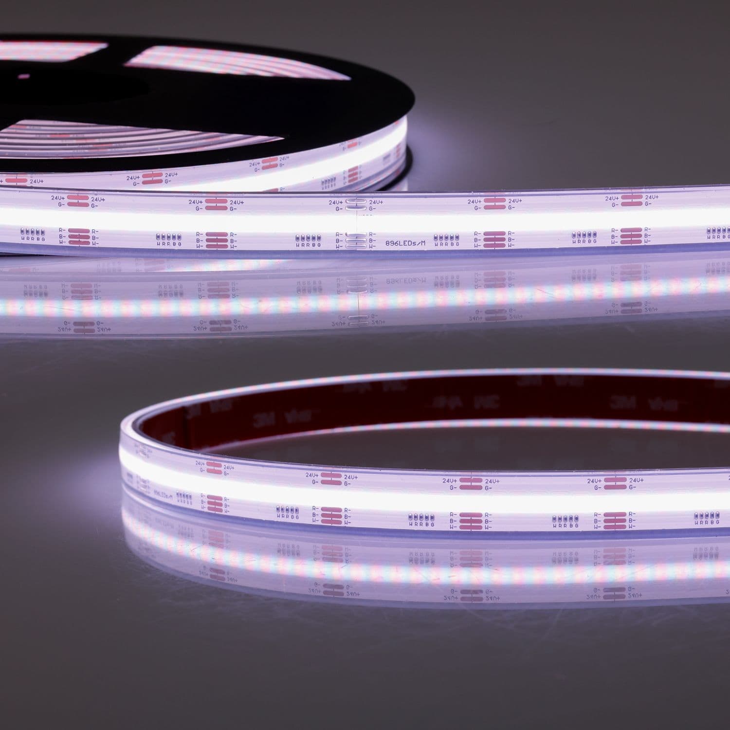 LED Aqua COB RGB+2700K Linear Flexband, 24V DC, 20W, IP68, 5m Rolle, 896 LED/m