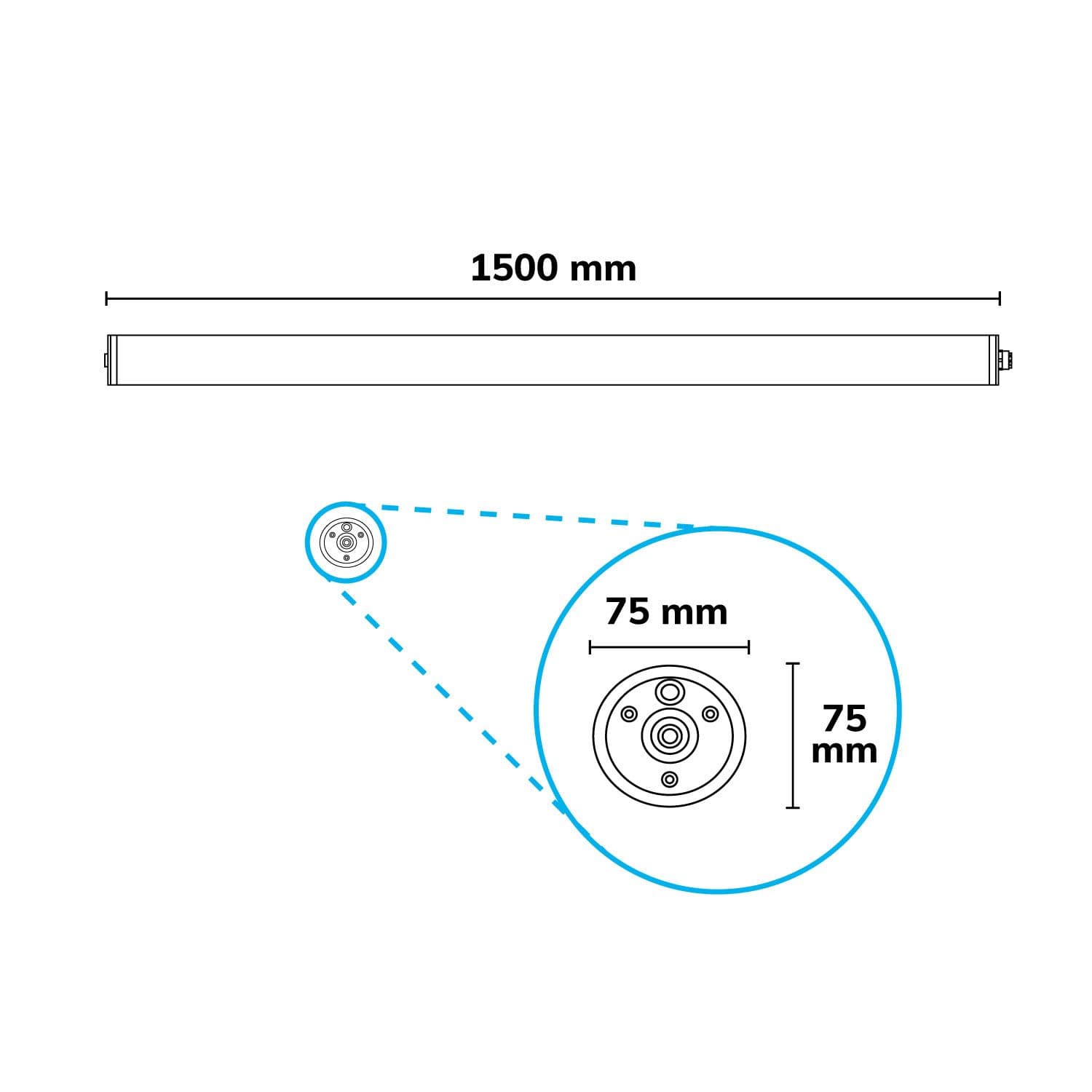LED Linearleuchte HP2 150cm, IP69K, 160 lm/W, 50W, 4000K