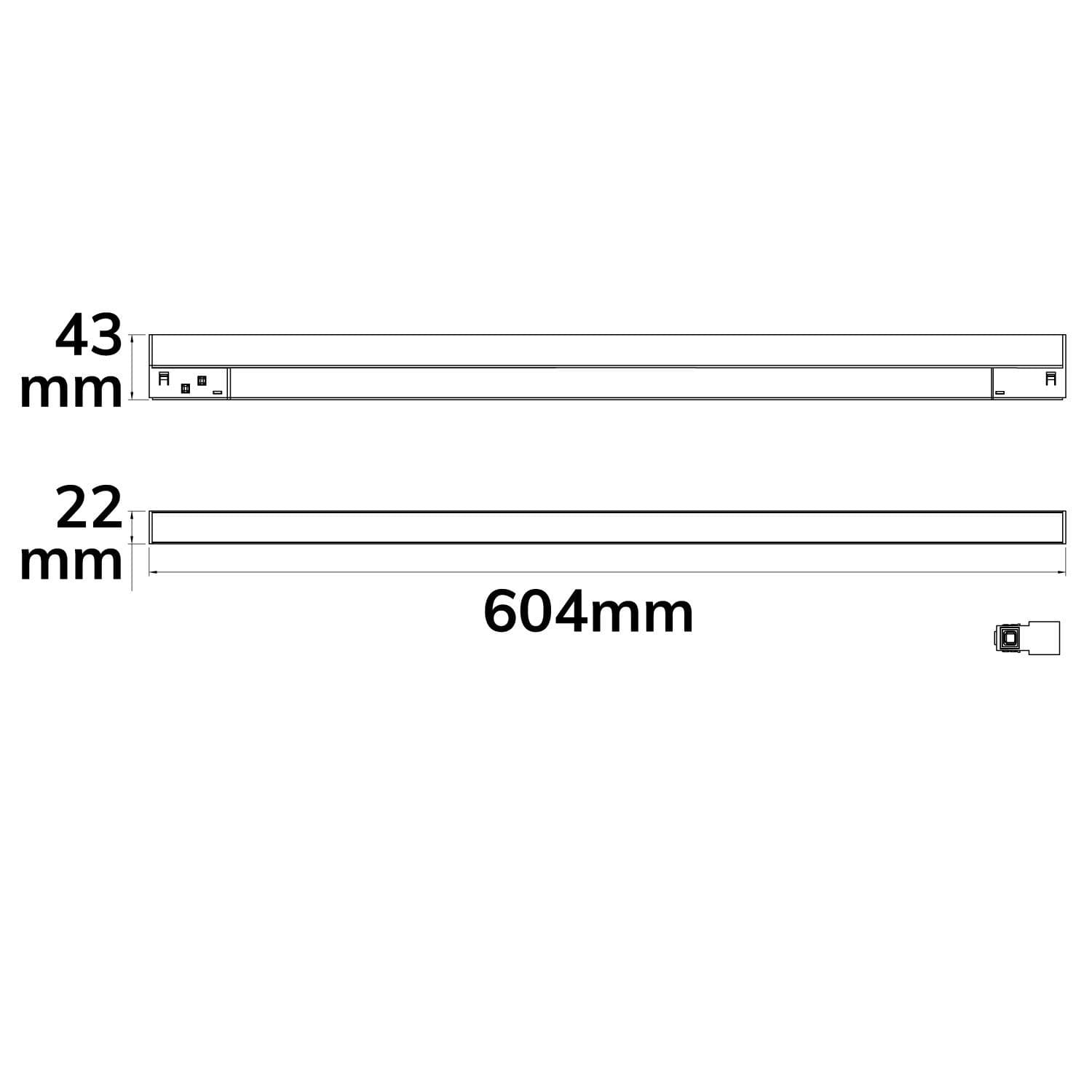 Track48 Linearleuchte 60cm weiß, 20W, 120°, 48V DC, 3000K, CRI90, prismatisch, Line+, DALI dimmbar