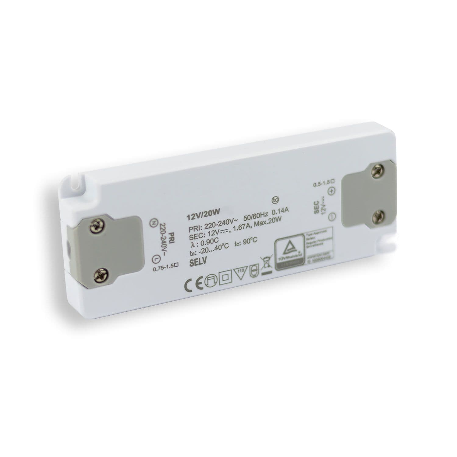 LED Trafo 12V/DC, 0-20W, ultraflach
