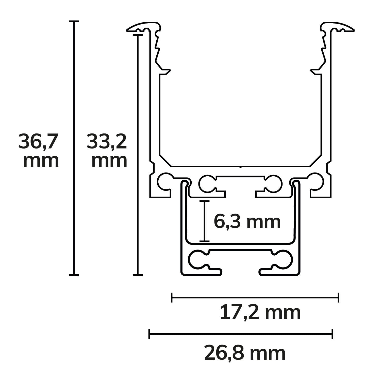 LED Einbauprofil DIVE20 Aluminium eloxiert, 200cm