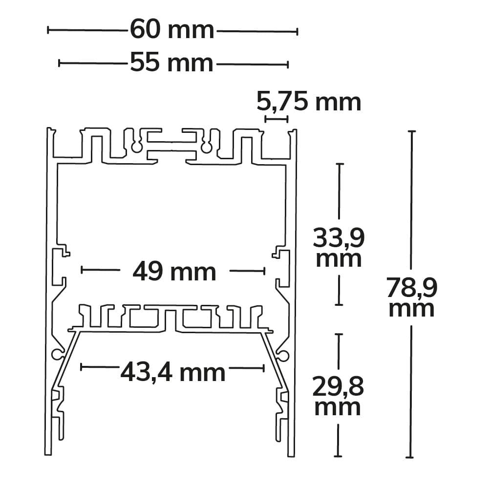 LED Leuchtenprofil LAMP40 Up&Down Aluminium silber pulverbeschichtet, 200cm