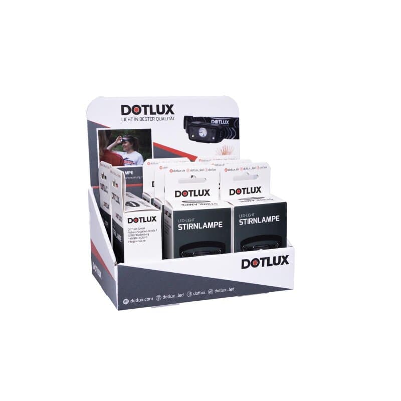 DOTLUX Thekenaufsteller Stirnlampe bestückt Set 8 Stück