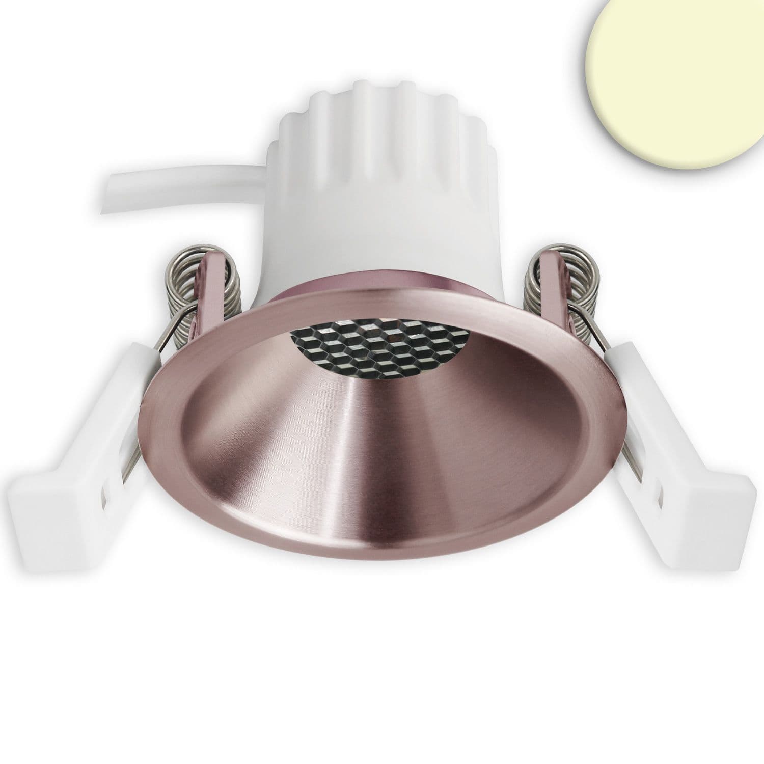 LED Einbaustrahler BACK45, rosegold, rund, 5W, CRI90, 2700K, rückversetzt, Honeycomb, dimmbar
