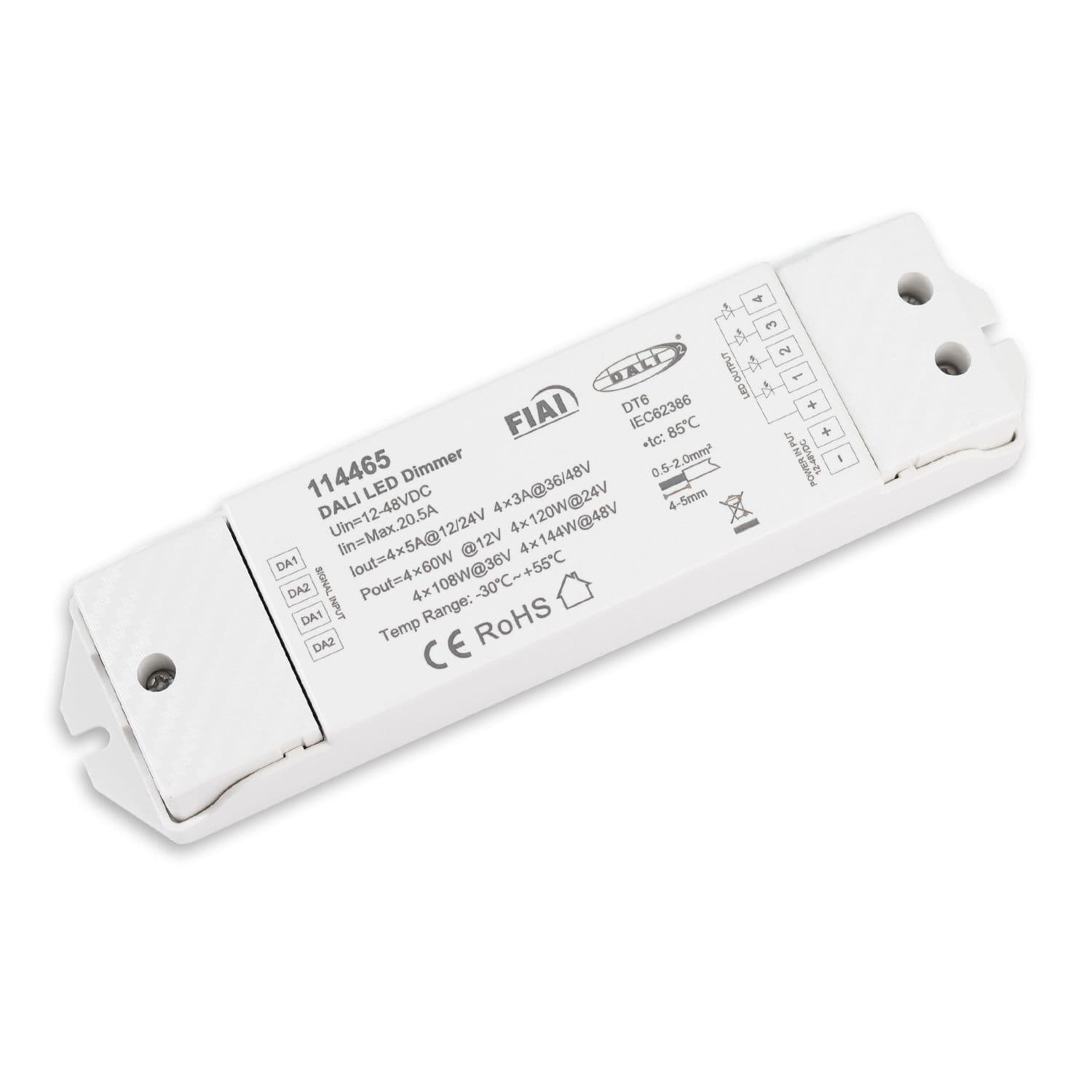 DALI DT6 4 Adressen PWM-Dimmer, 4 Kanal, 12-24V DC 4x5A, 36-48V DC 4x3A