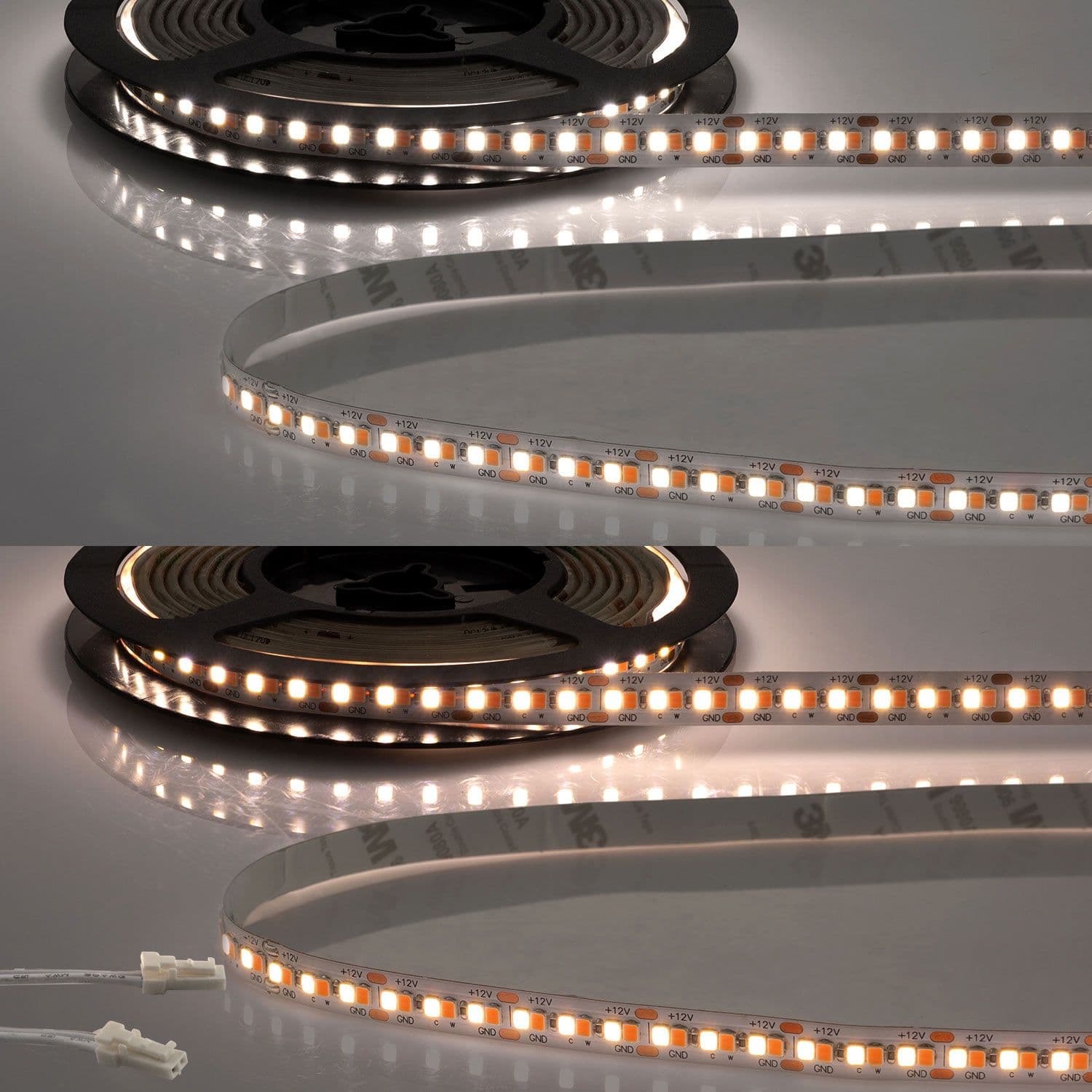 LED CRI919/940 MiniAMP CCT Flexband, 12V DC, 15W, IP20, 120cm, 2 polig, Kabel mit Stecker, 240 LED/m