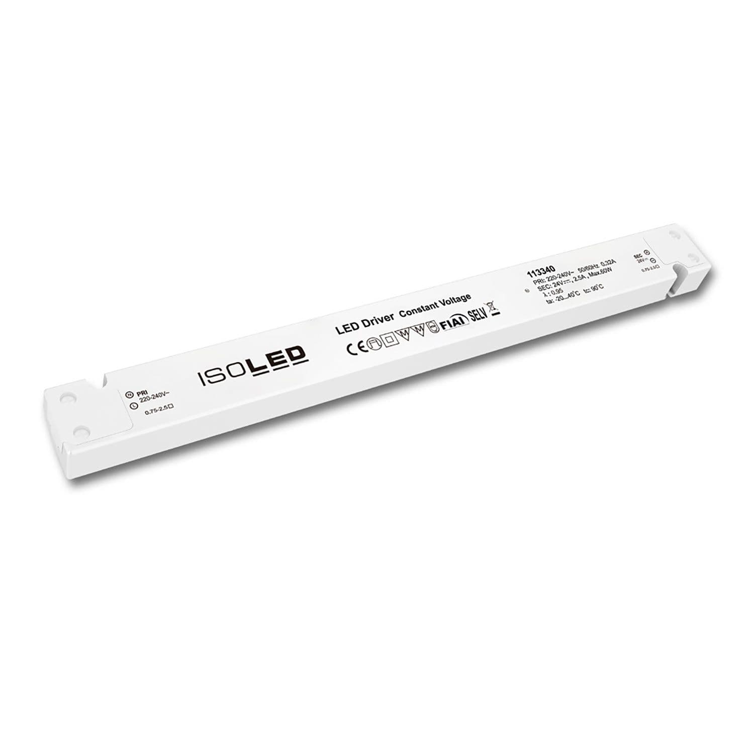 LED Trafo 24V/DC, 0-60W, SELV, ultraflach, ultraschmal