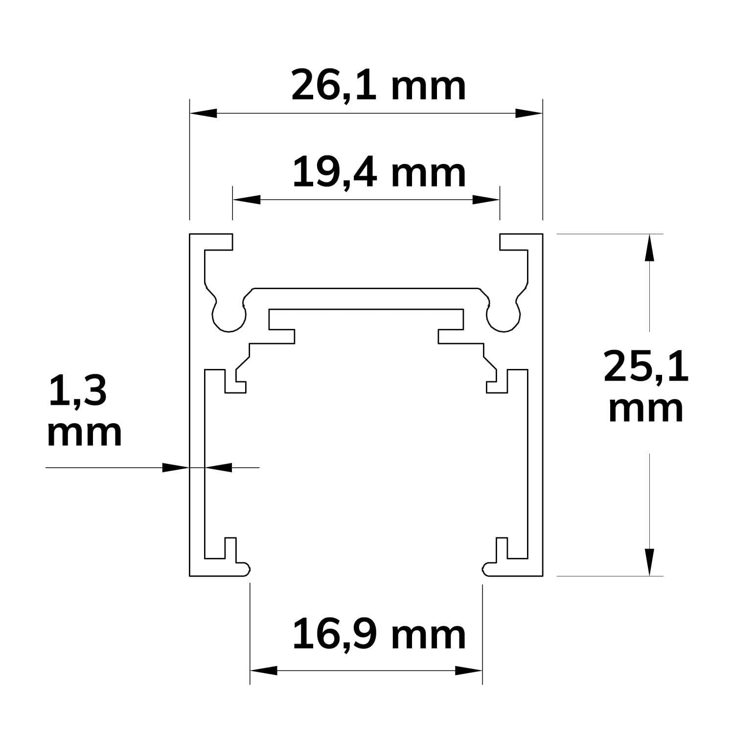 Track48 Aufbauschiene flat, weiß, 200cm, 4-polig, inkl. Endkappen und Schutzcover