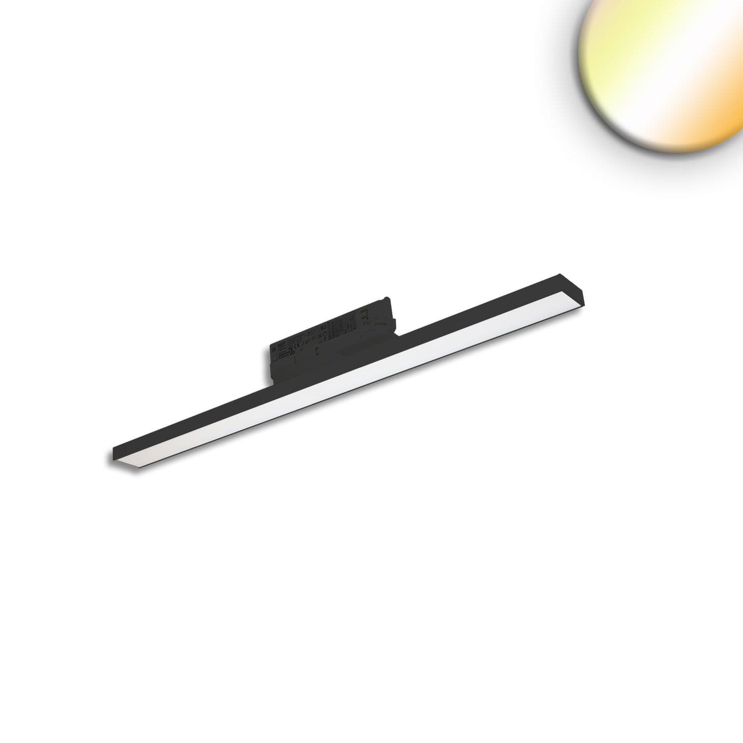 3-PH Linearleuchte prismatisch, 60cm, 32W, schwarz, 3000|3500|4000K, CRI90, dimmbar