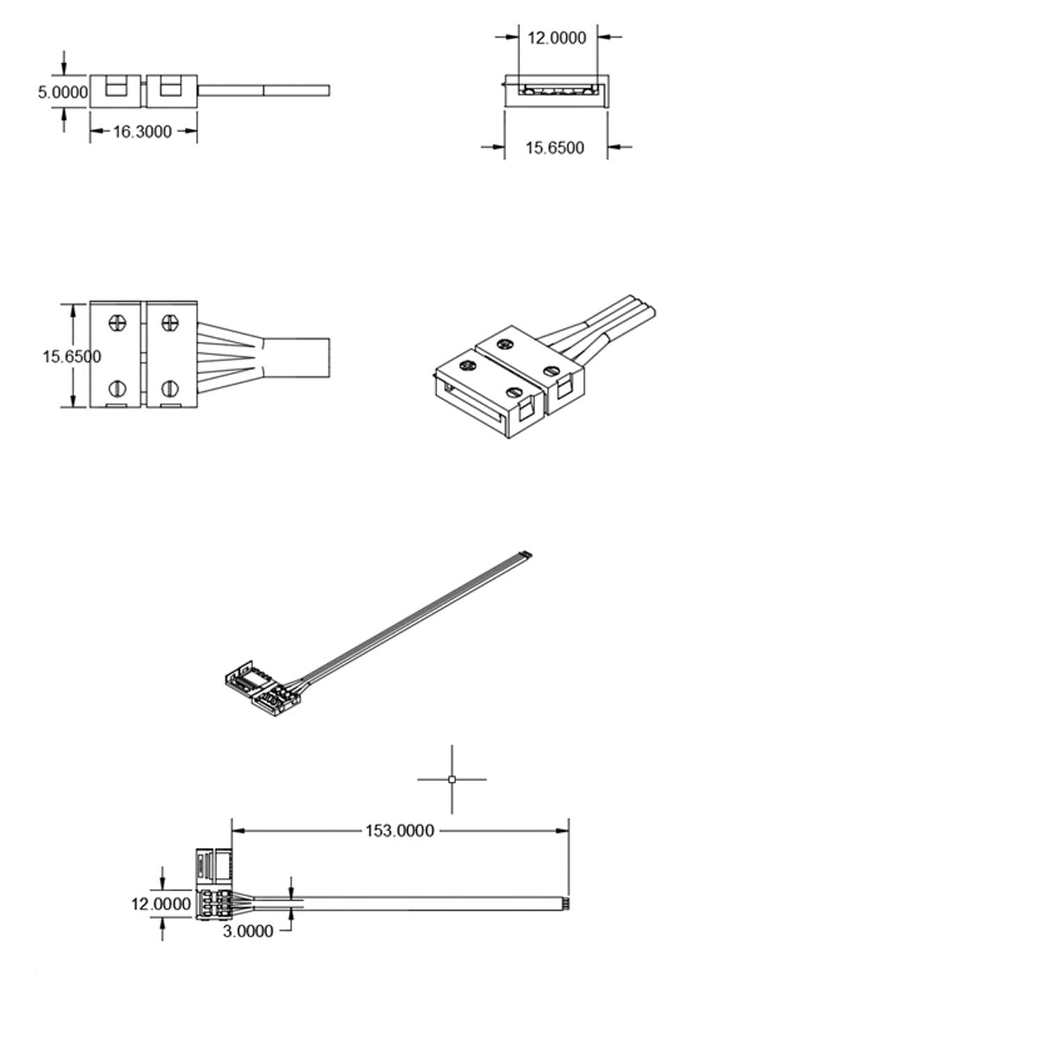 Clip-Kabelanschluss (max. 5A) C1-212 für 2-pol. IP20 Flexstripes mit Breite 12mm, Pitch >12mm