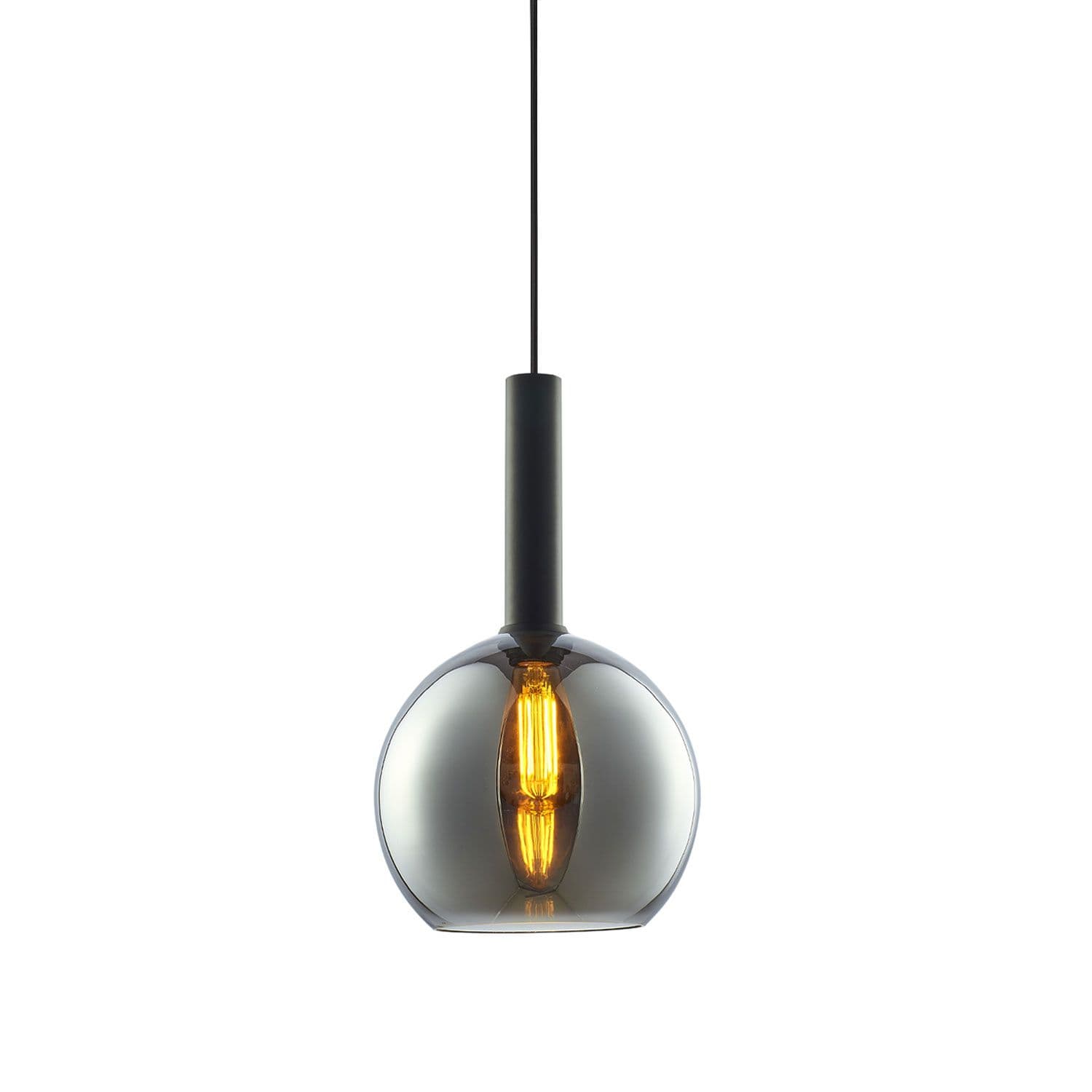 Pendelleuchte, black round Glas, E27, 25cm, 50-300cm, exkl. Leuchtmittel, exkl. Baldachin