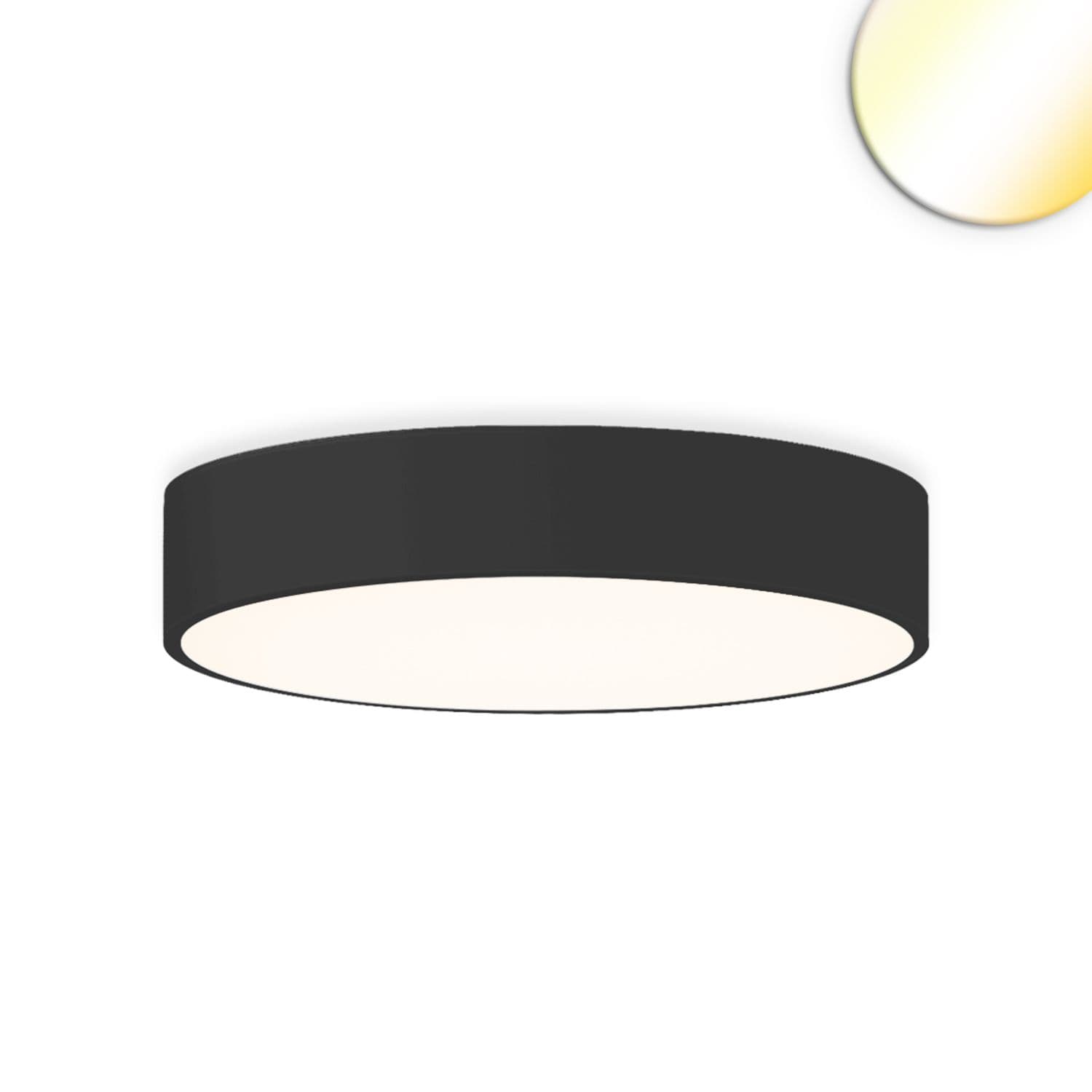 LED Deckenleuchte UGR<19 2H, schwarz, 40W|50W, IP44, DN600, ColorSwitch 2700|3000|4000K, dimmbar
