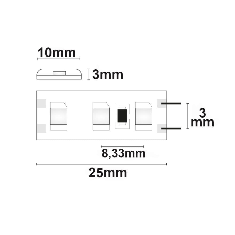 LED SIL830 Flexband, 12V DC, 9,6W, IP66, 3000K, 5m Rolle, 120 LED/m