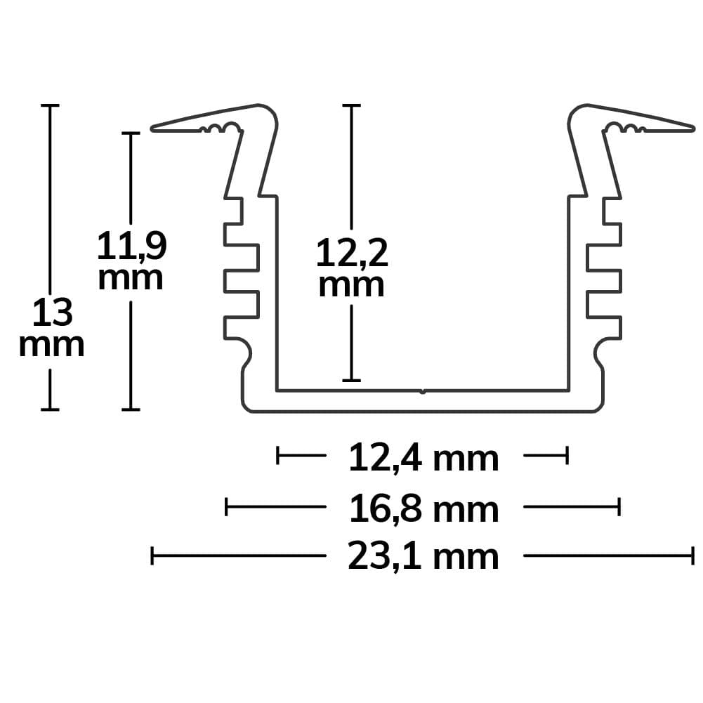 LED Einbauprofil DIVE12 Aluminium eloxiert, 200cm