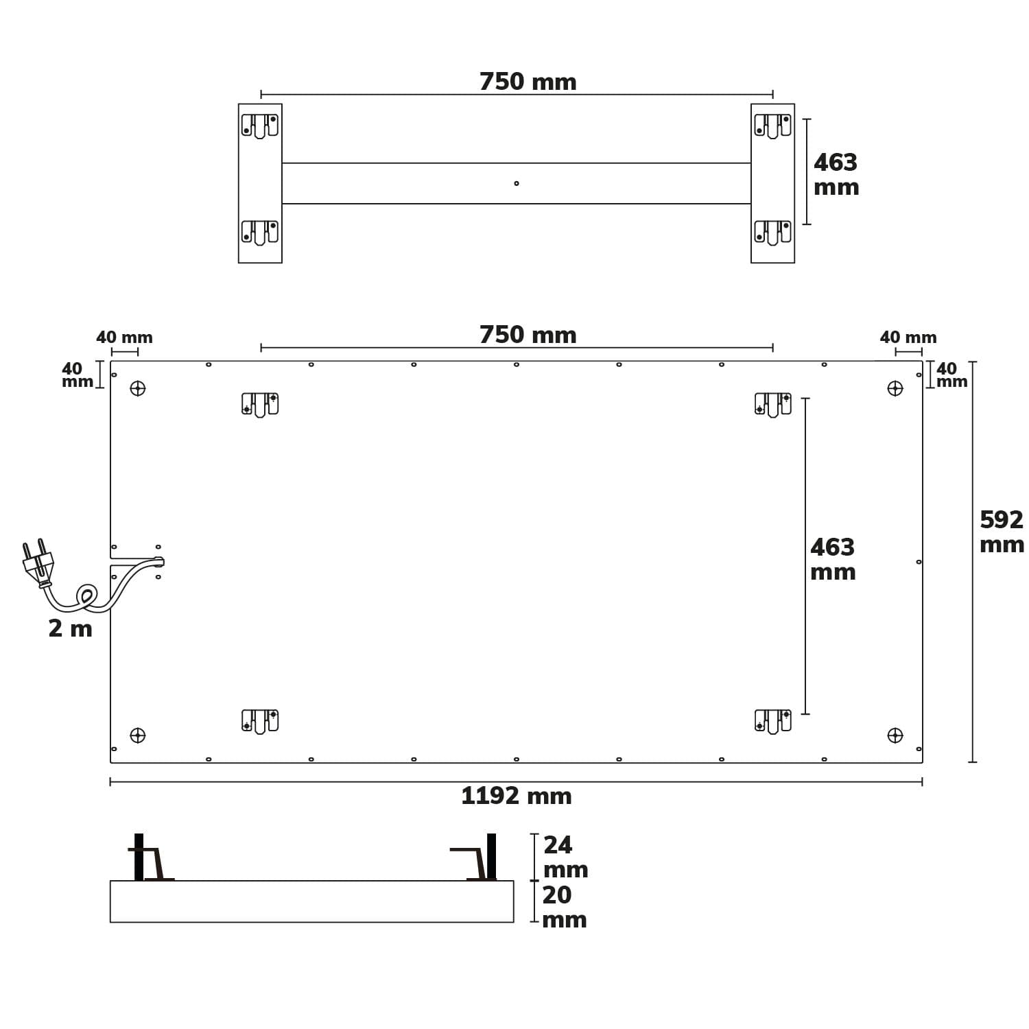 Infrarot-Panel BEST STANDARD 592x1192mm, 630W