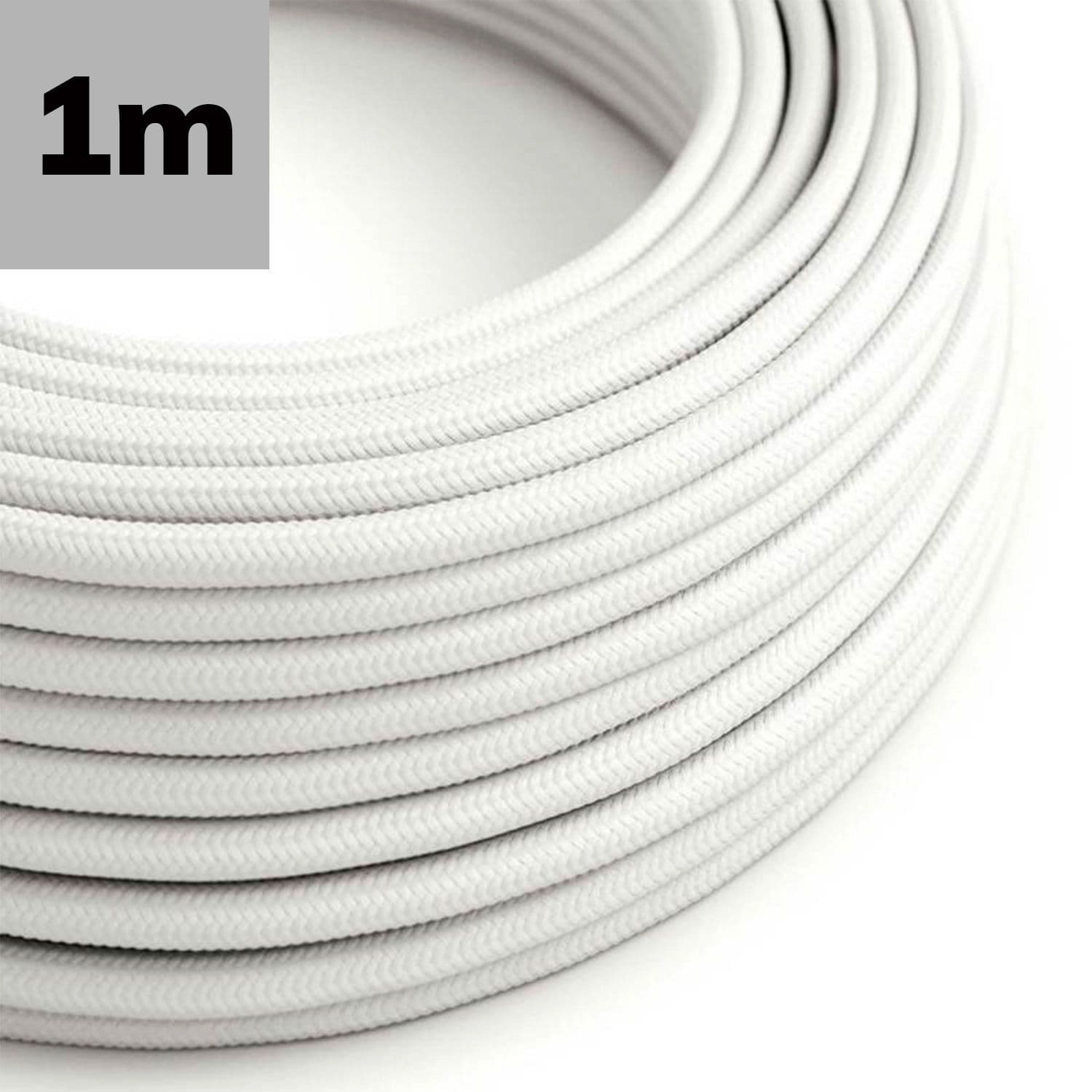Kabel Stoff-ummantelt weiß, 3x0,75mm² AWG18, Meterware