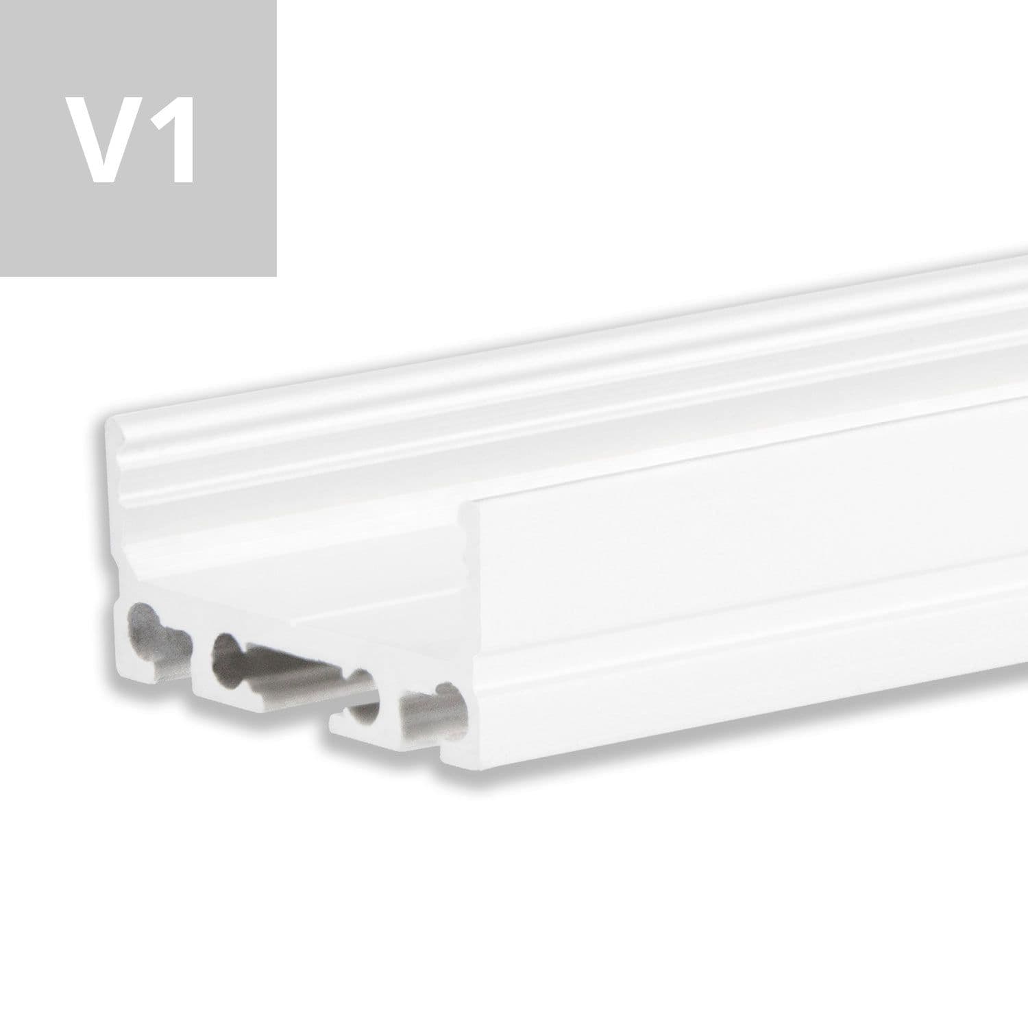 LED Aufbauprofil SURF20 FLAT V1 Aluminium pulverbeschichtet weiß RAL 9010, 200cm