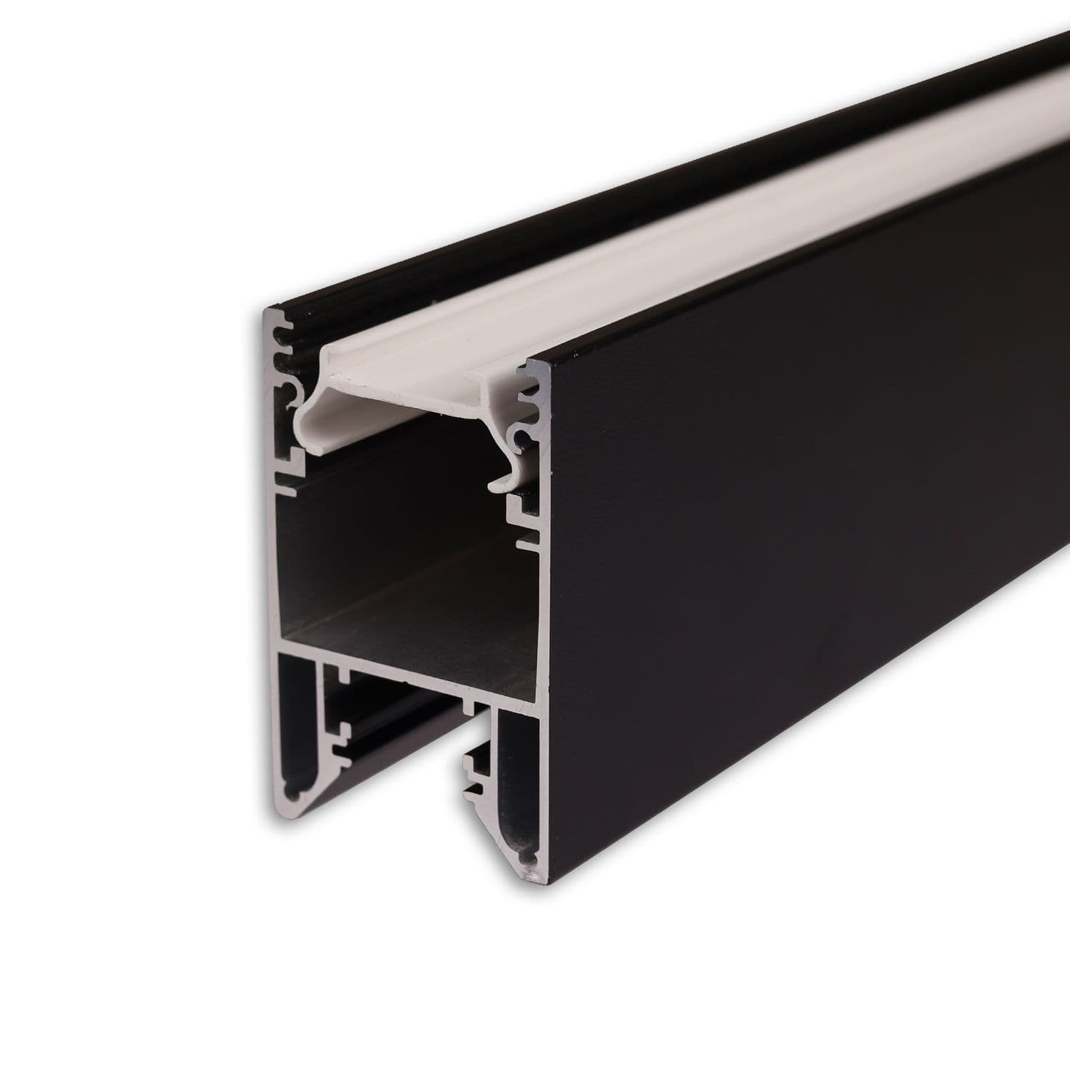 LED Leuchtenprofil HALON Aluminium schwarz RAL 9005, 200cm, mit einklickbarem Kühlstreifen
