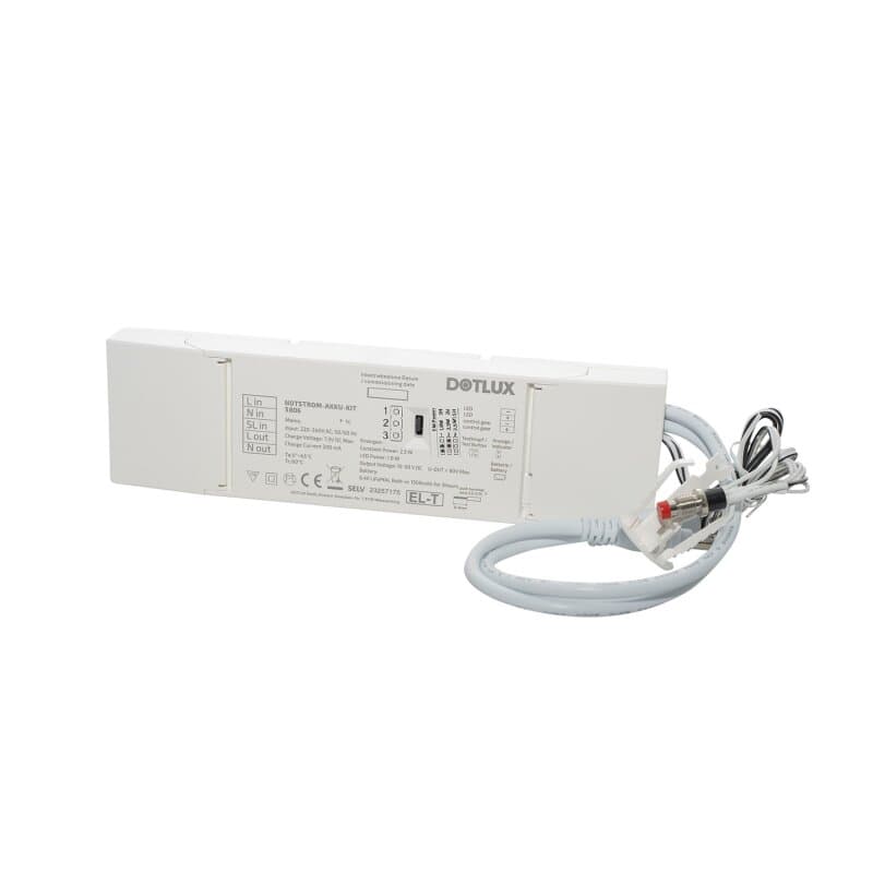 DOTLUX NOTSTROM AKKU-KITexit 1,8W Konstantleistung 3h für konstantstrombetriebene LED-Leuchten mit ext.Testknopf LiFePO4 6,4V mit Selbsttest