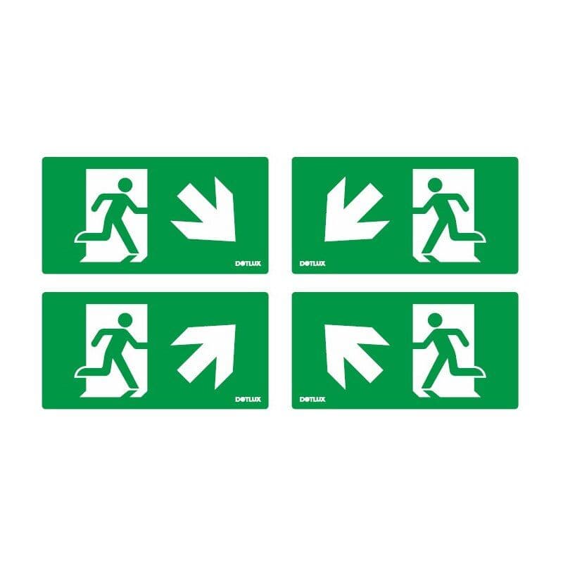 DOTLUX Erweitertes Piktogrammset Pfeil Diagonal für LED-Notleuchte EXIT (Artikel 5406) Set 4 Stück