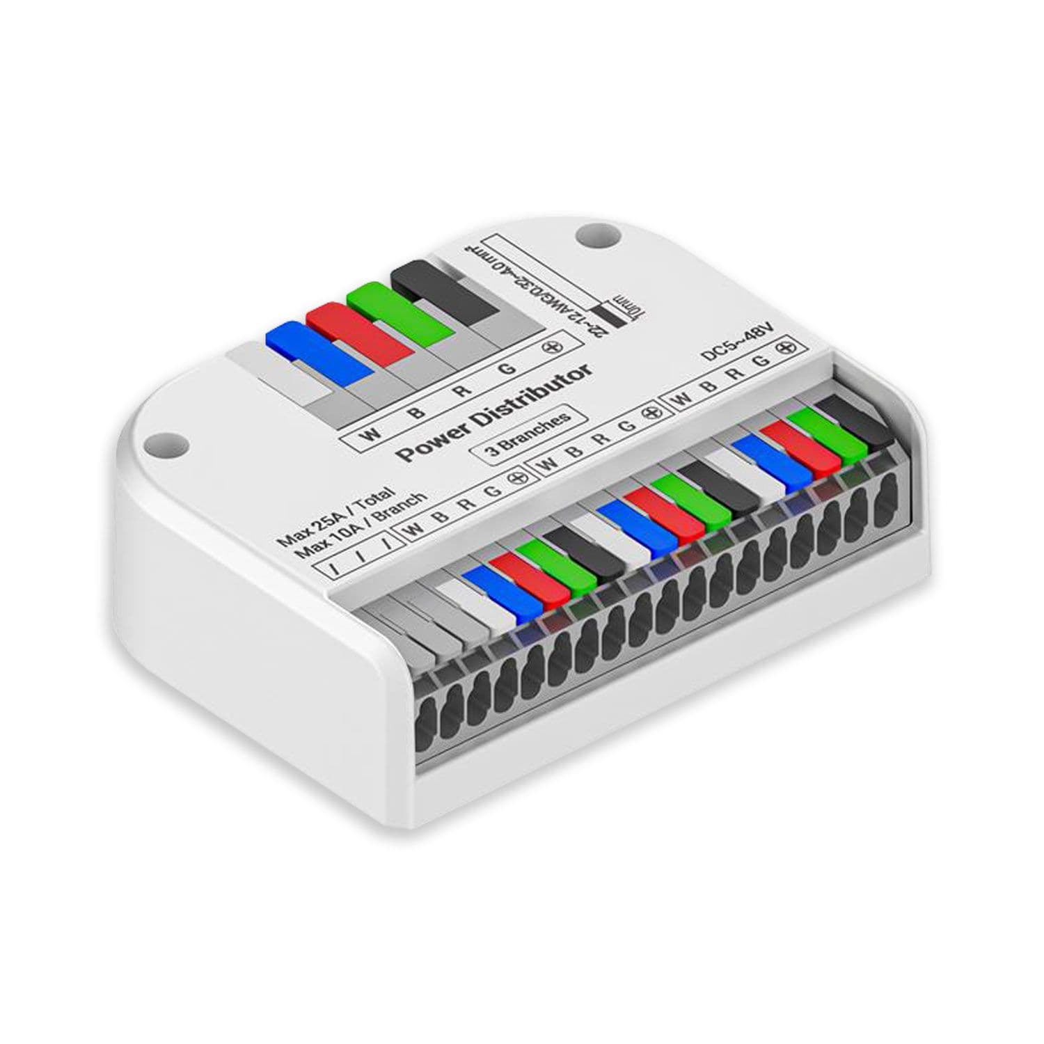PowerSplitter 5-pol. x 3, 5-48V DC, 0.5mm² - 3mm² (6-10A) auf 0.25 - 1,5mm² (3-10A), weiß, max. 25A