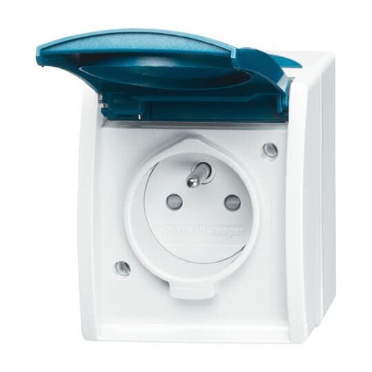 Steckdose mit Erdungsstift Safety+ mit Klappdeckel 16 A
