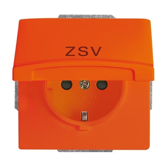 SCHUKO Steckdosen-Einsatz mit Aufdruck ZSV Safety+ mit Klappdeckel