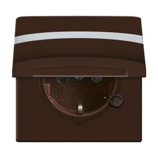 SCHUKO Steckdosen-Einsatz Safety+ mit Klappdeckel mit Beschriftungsfeld braun