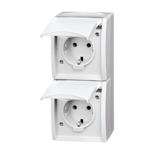 SCHUKO Doppelsteckdose mit Beschriftungsfeld mit Klappdeckel 16 A