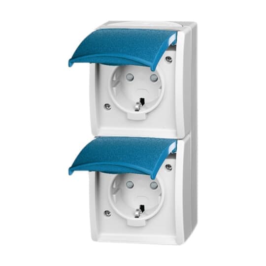 SCHUKO Doppelsteckdose mit Beschriftungsfeld Safety+ mit Klappdeckel 16 A